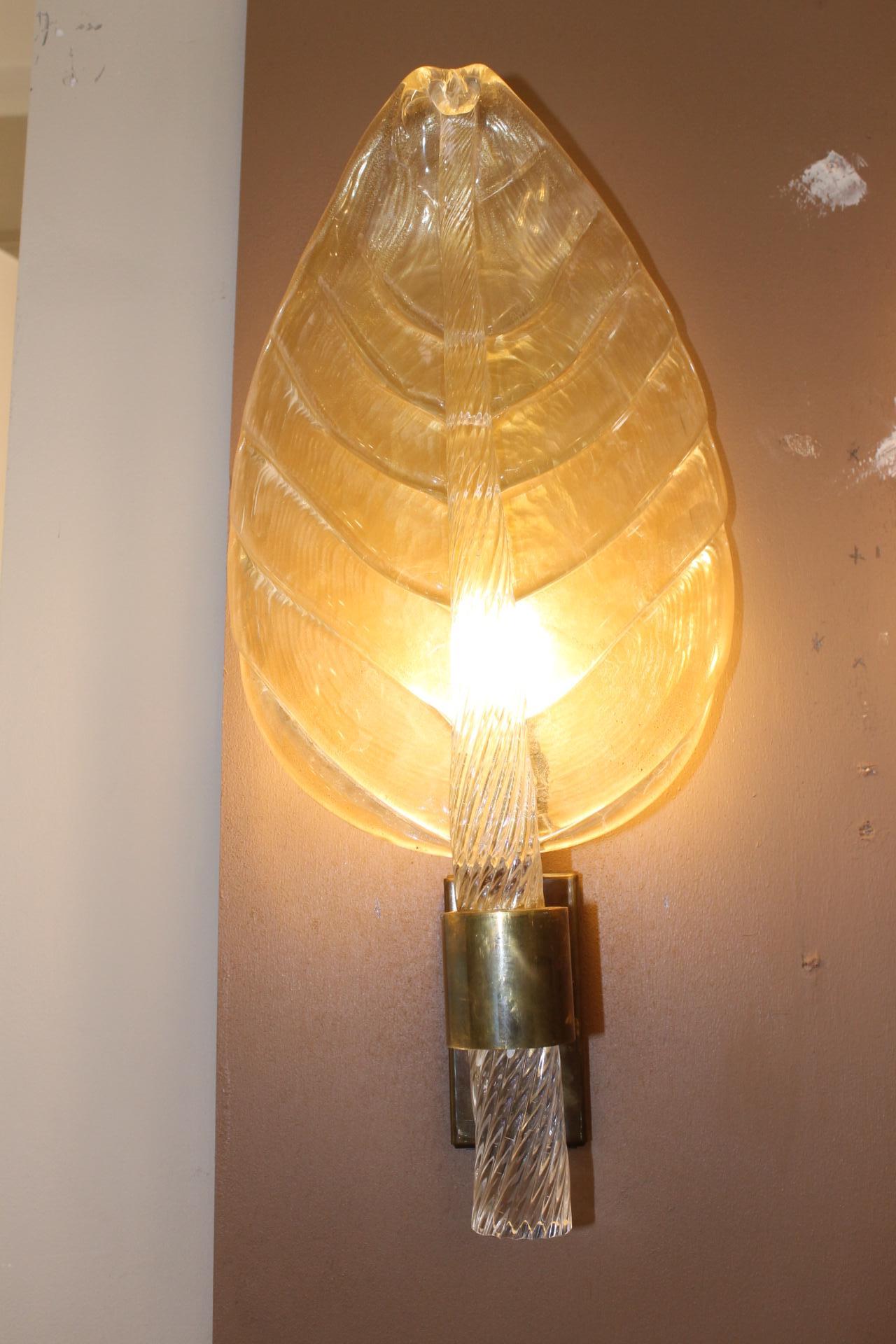 Coppia di lampade da parete di Murano, stile Barovier&Toso, XX secolo in vendita 2