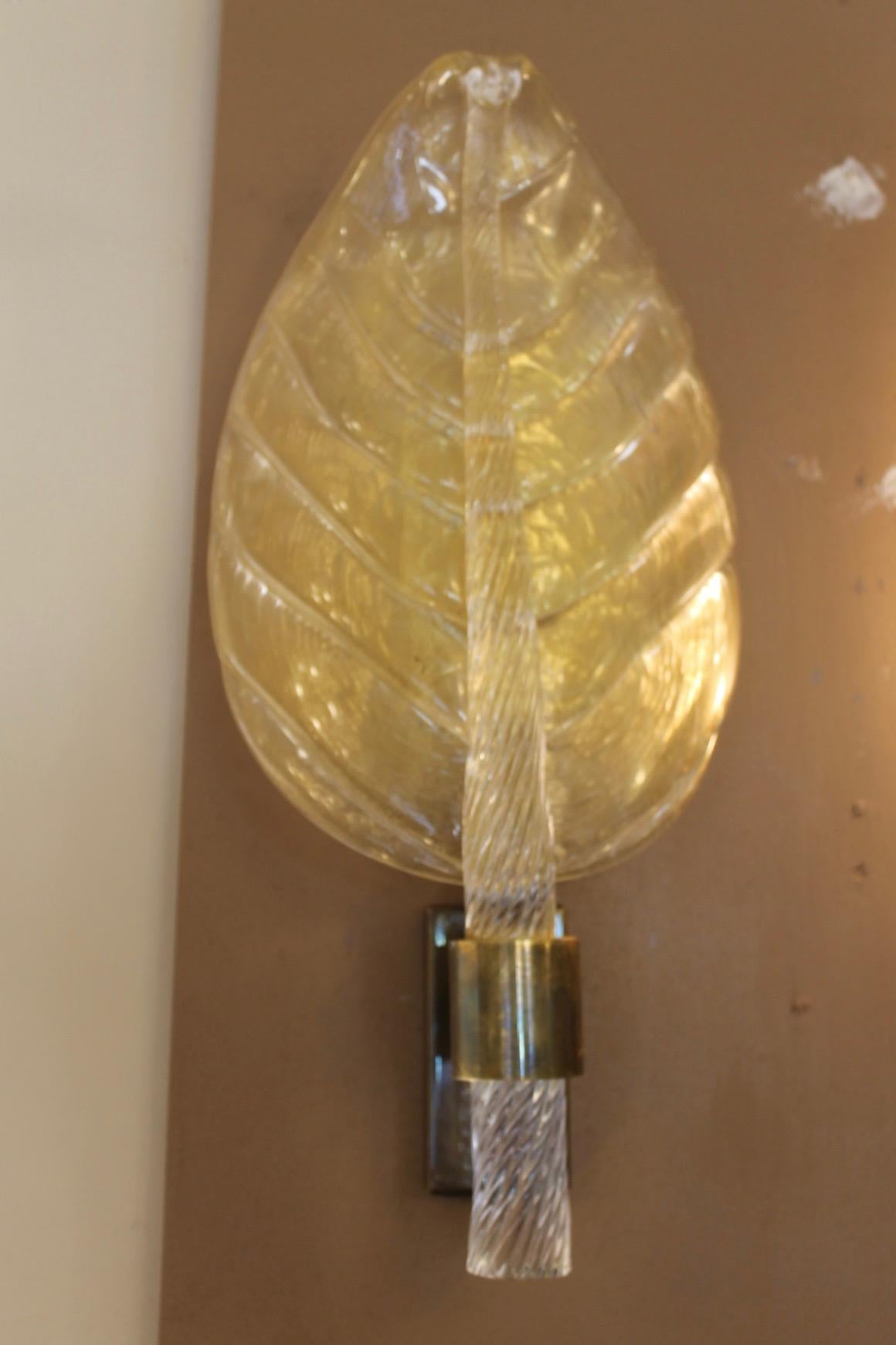 Coppia di lampade da parete di Murano, stile Barovier&Toso, XX secolo in vendita 3