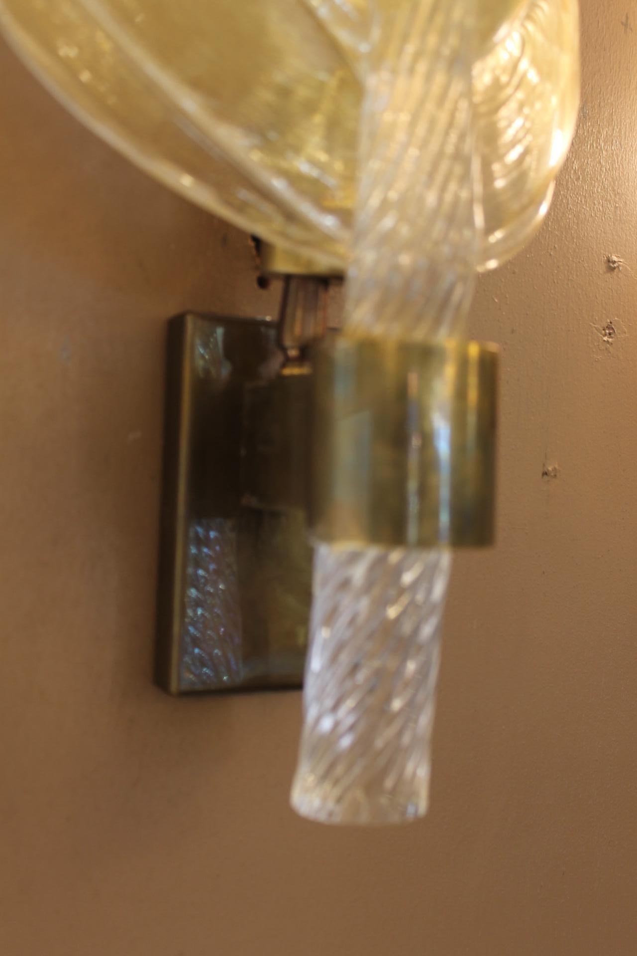 Coppia di lampade da parete di Murano, stile Barovier&Toso, XX secolo in vendita 4