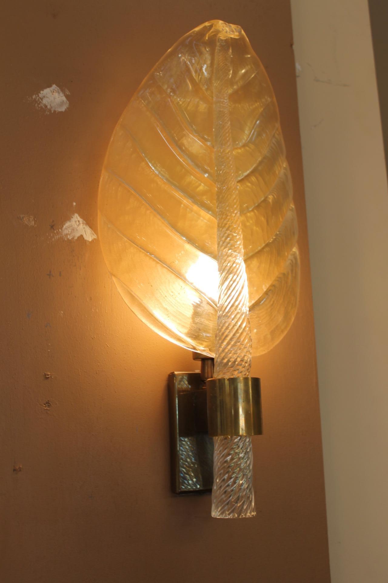 Coppia di lampade da parete di Murano, stile Barovier&Toso, XX secolo in vendita 6
