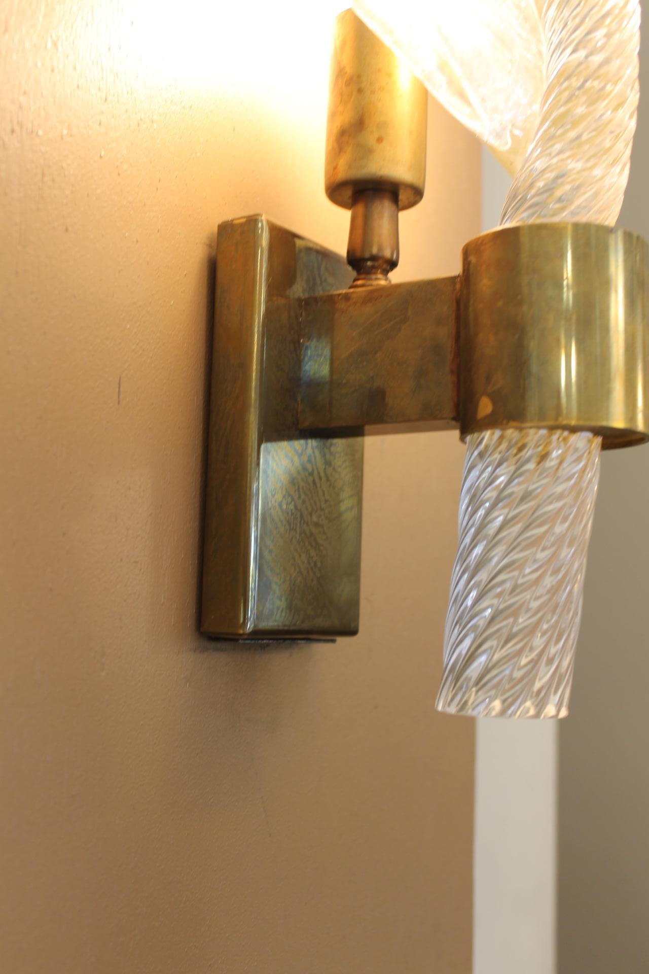 Coppia di lampade da parete di Murano, stile Barovier&Toso, XX secolo in vendita 8