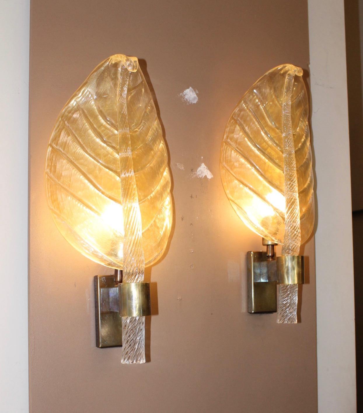 Coppia di lampade da parete di Murano, stile Barovier&Toso, XX secolo in vendita 1
