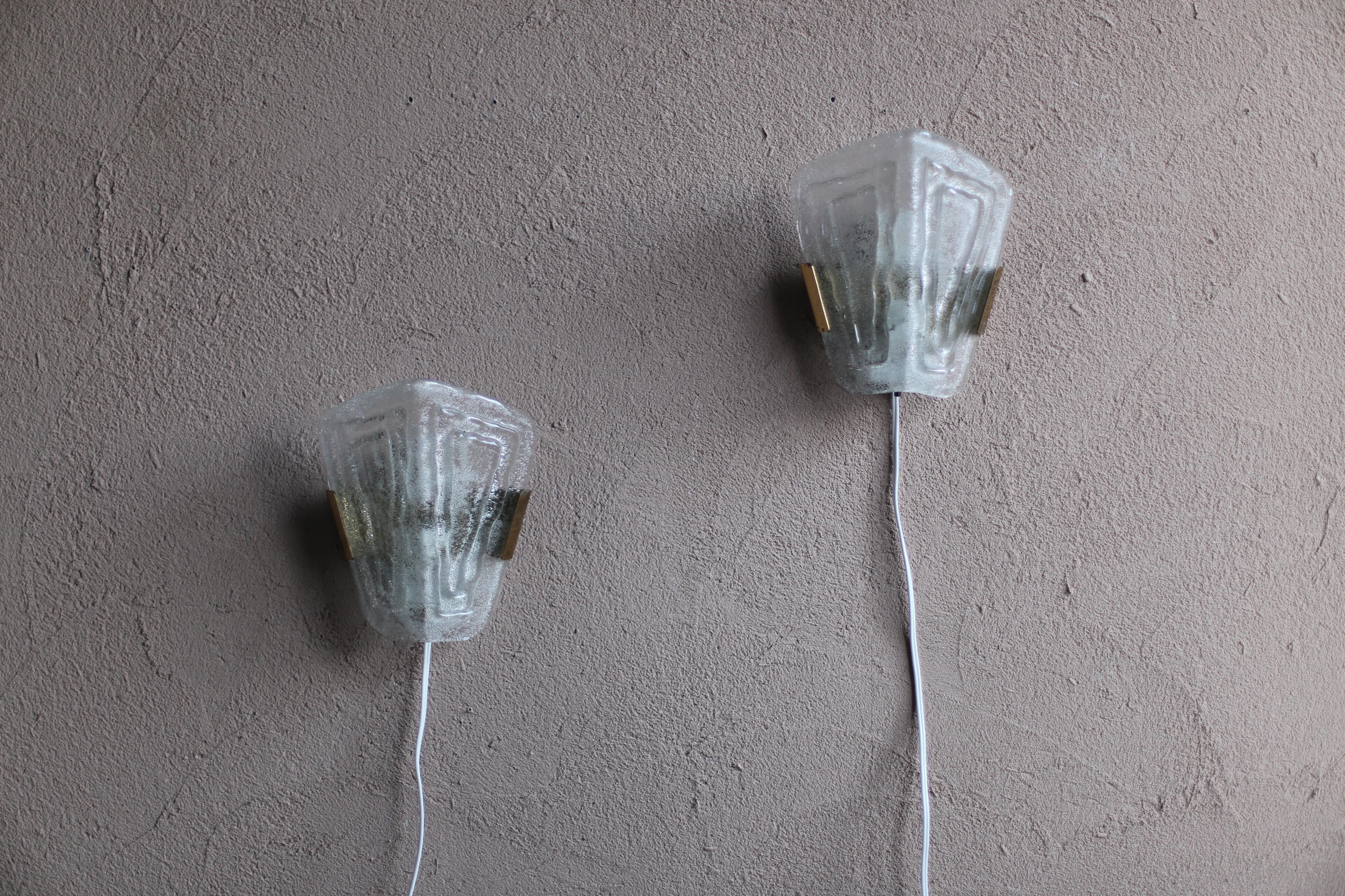 Mid-Century Modern Pair of Murano Wall Lights by Hillebrand