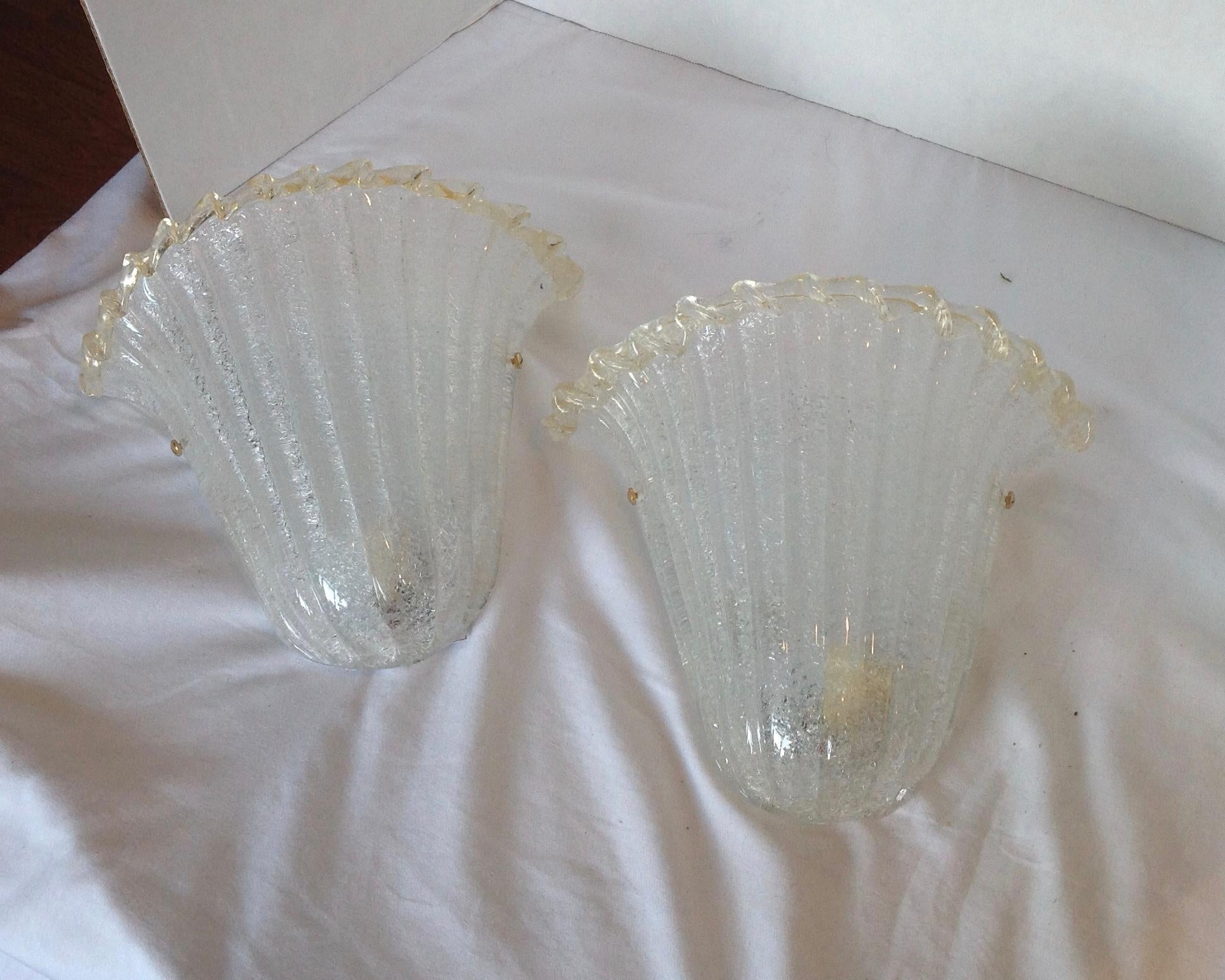 Italian Pair of Murano Wall Sconces