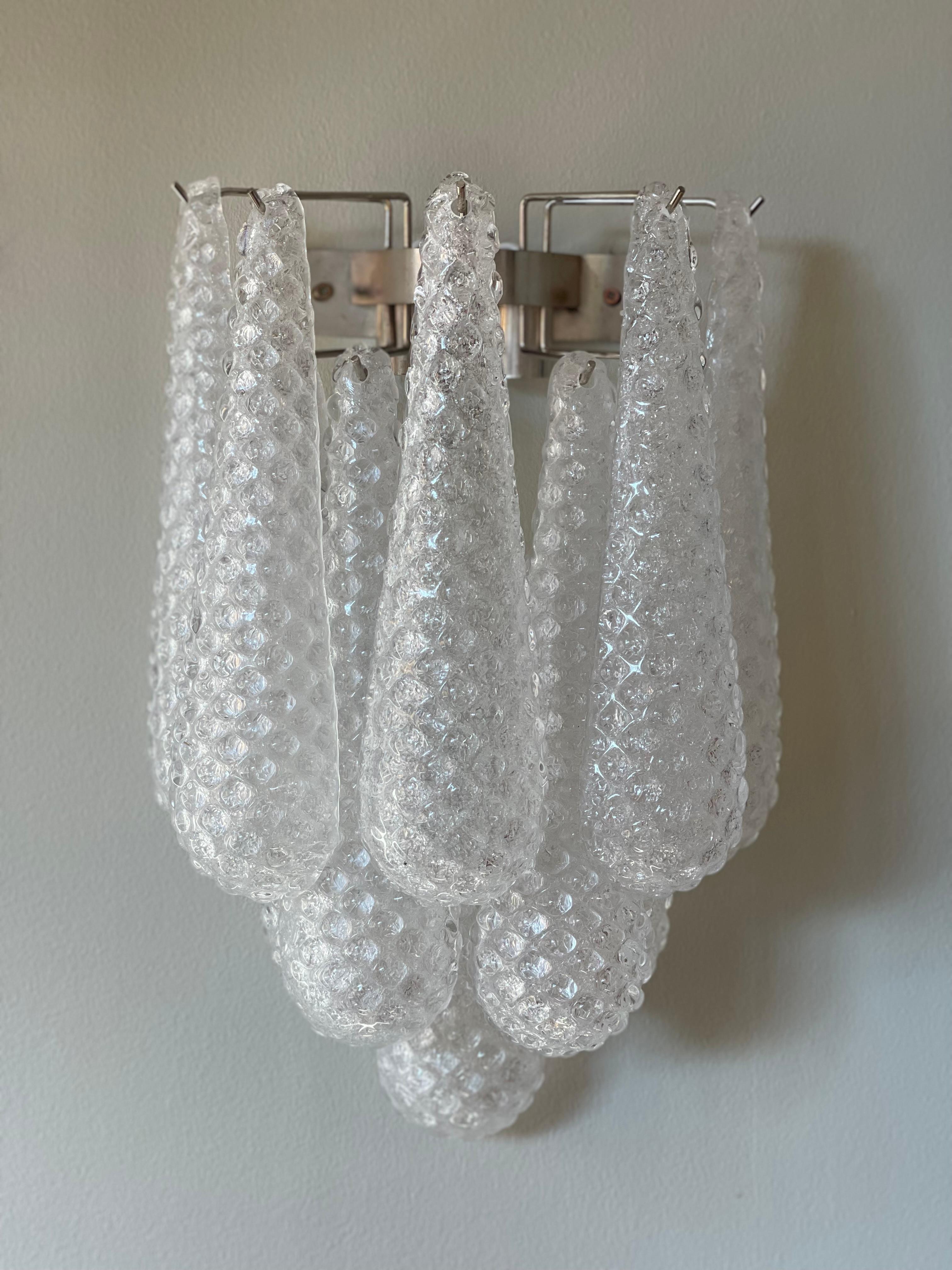 Pair of Murano Wall Sconces in Drop form In Excellent Condition For Sale In Bromma, SE