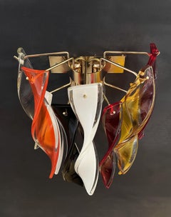 Paire d'Appliques Murano, Verres Multicolores