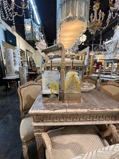 Pair of Murano Yellow Block Lamps