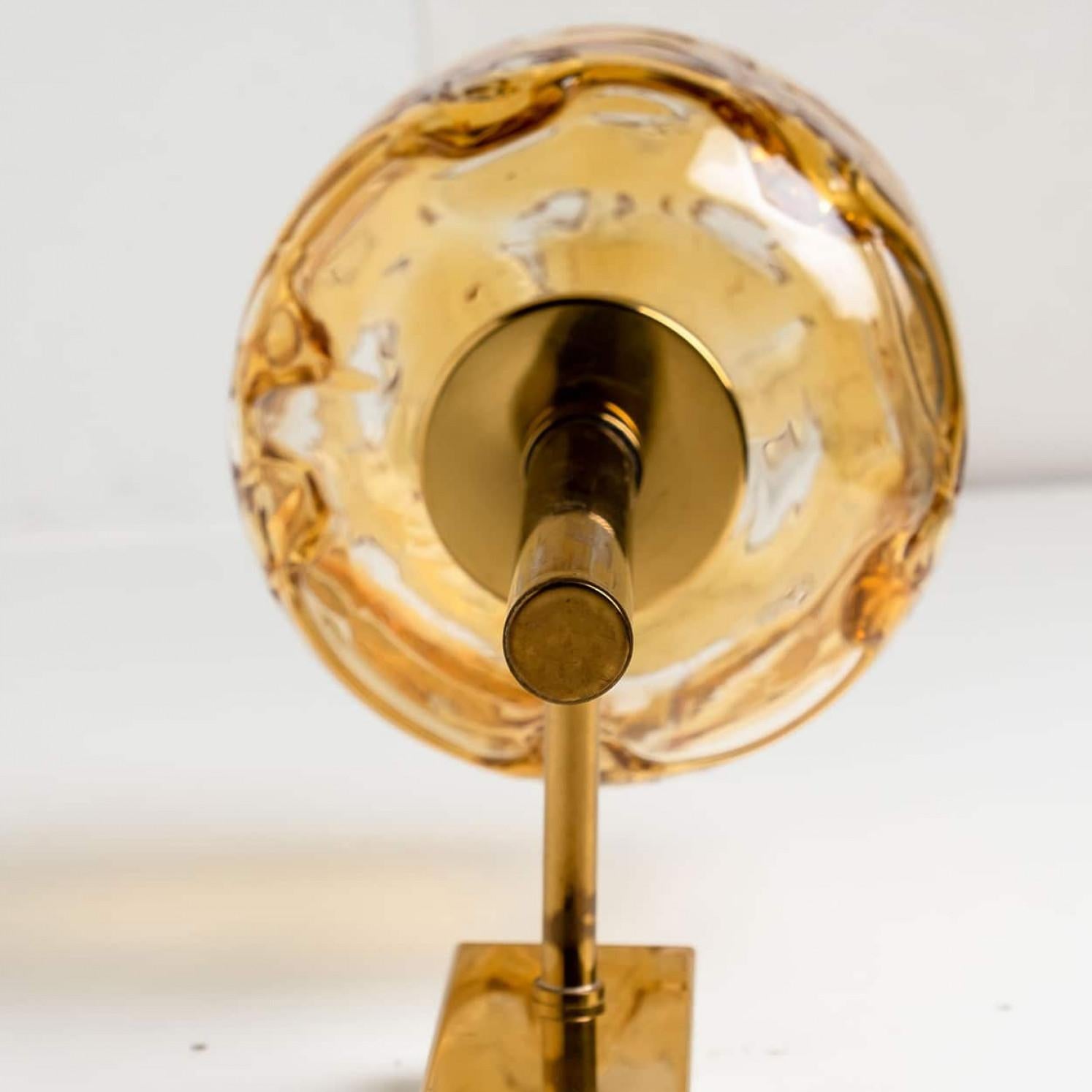 German Pair of Murano Yellow Glass and Brass Wall Lights by Doria Leuchten, 1960s For Sale
