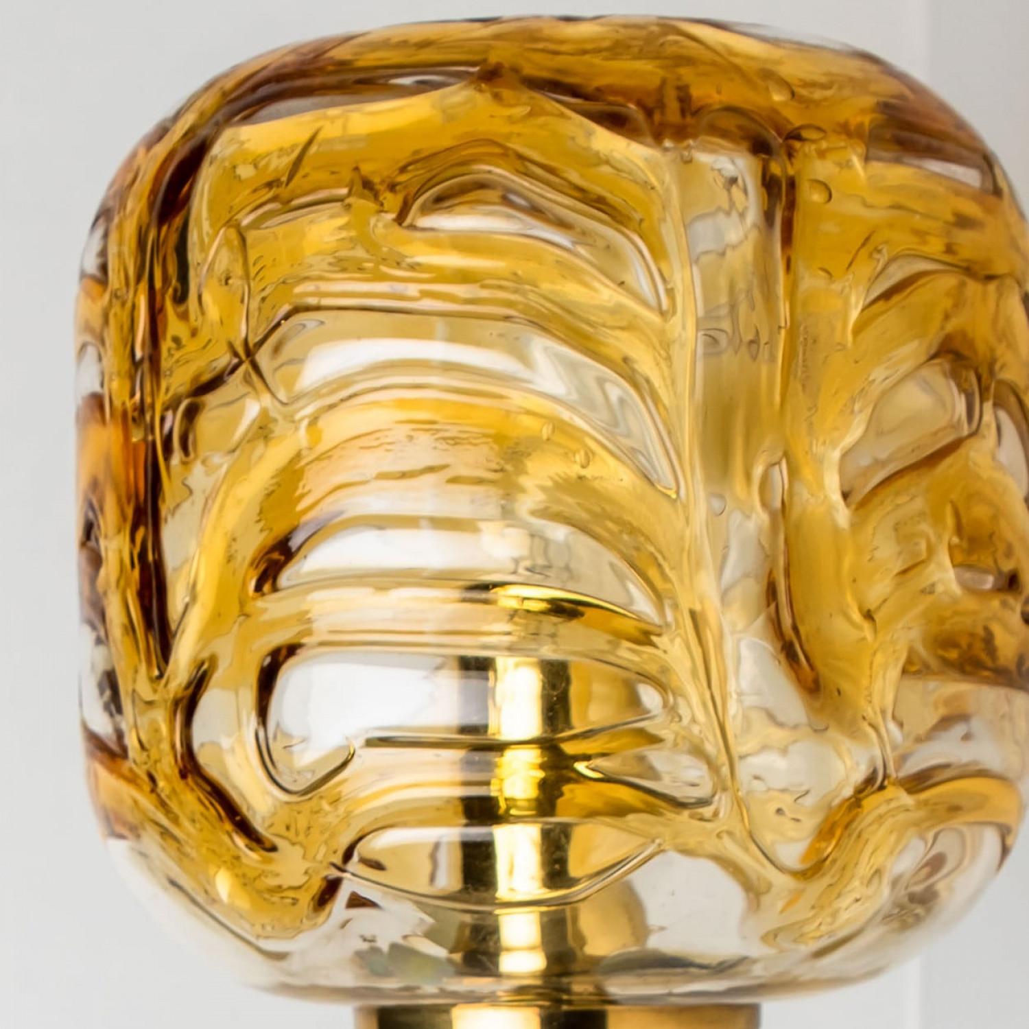 Pair of Murano Yellow Glass and Brass Wall Lights by Doria Leuchten, 1960s For Sale 1