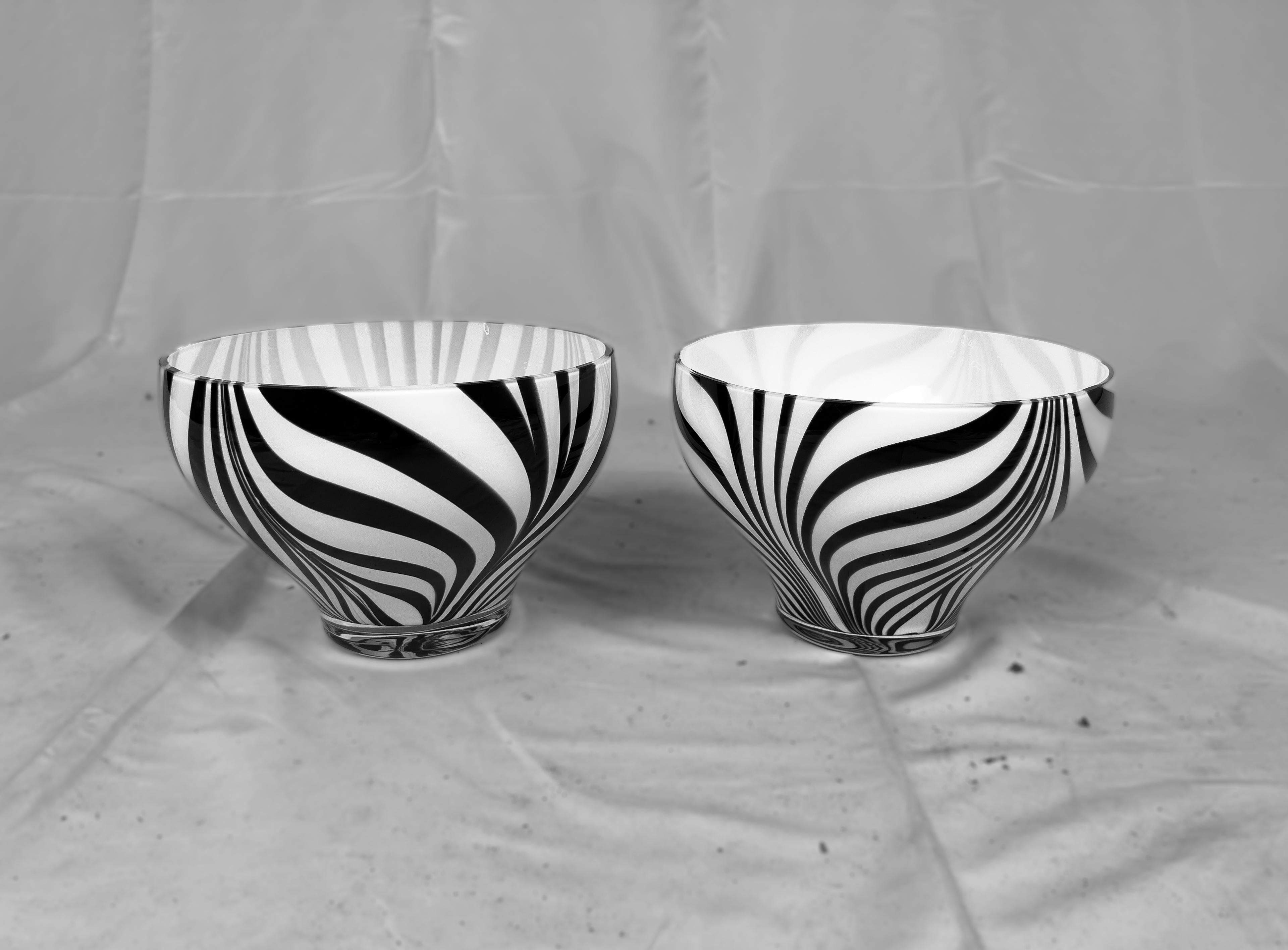 Pair of Murano glass Zebra bowls from Murano Italy.