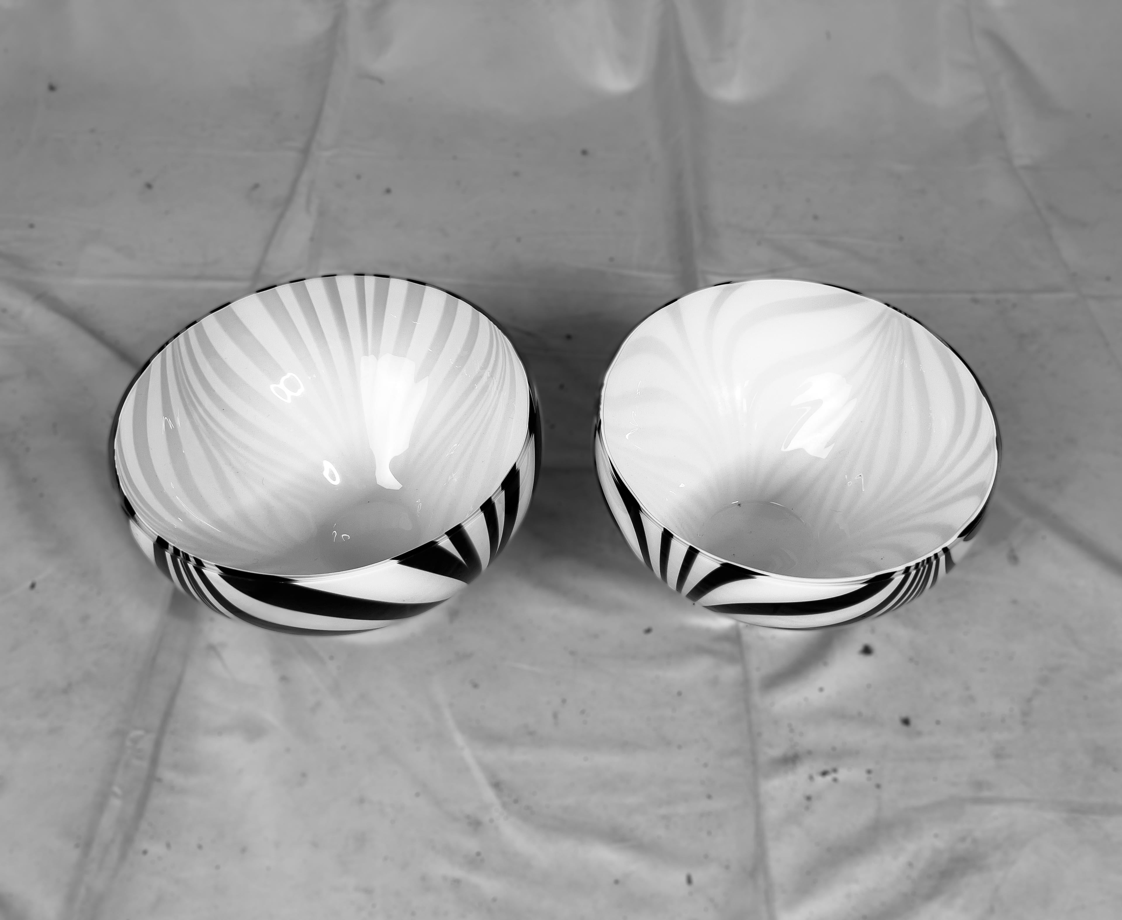 Italian Pair of Murano Zebra Bowls