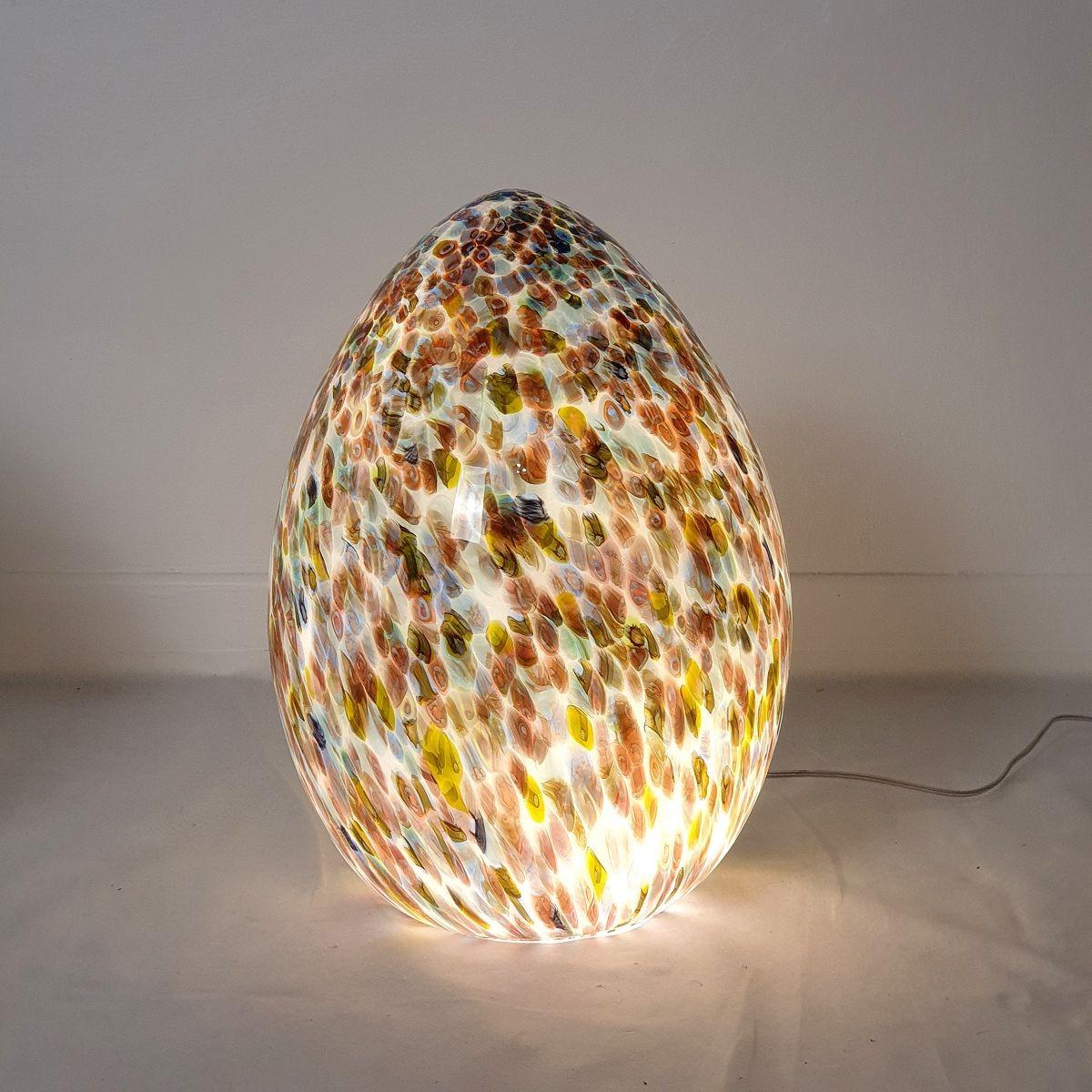 Italian Pair of Murrina Murano glass egg lamps For Sale