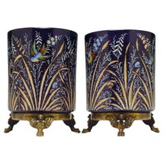 Pair of Museum Quality Moser Polychromatic Enamelled 19th Century Vases c1890 Pair of Museum Quality Moser Polychromatic Enamelled 19th Century Vases c1890