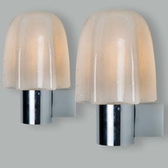 Pair of Mushroom Chrome Glass Wall Lights by Doria Leuchten, Germany 1970s