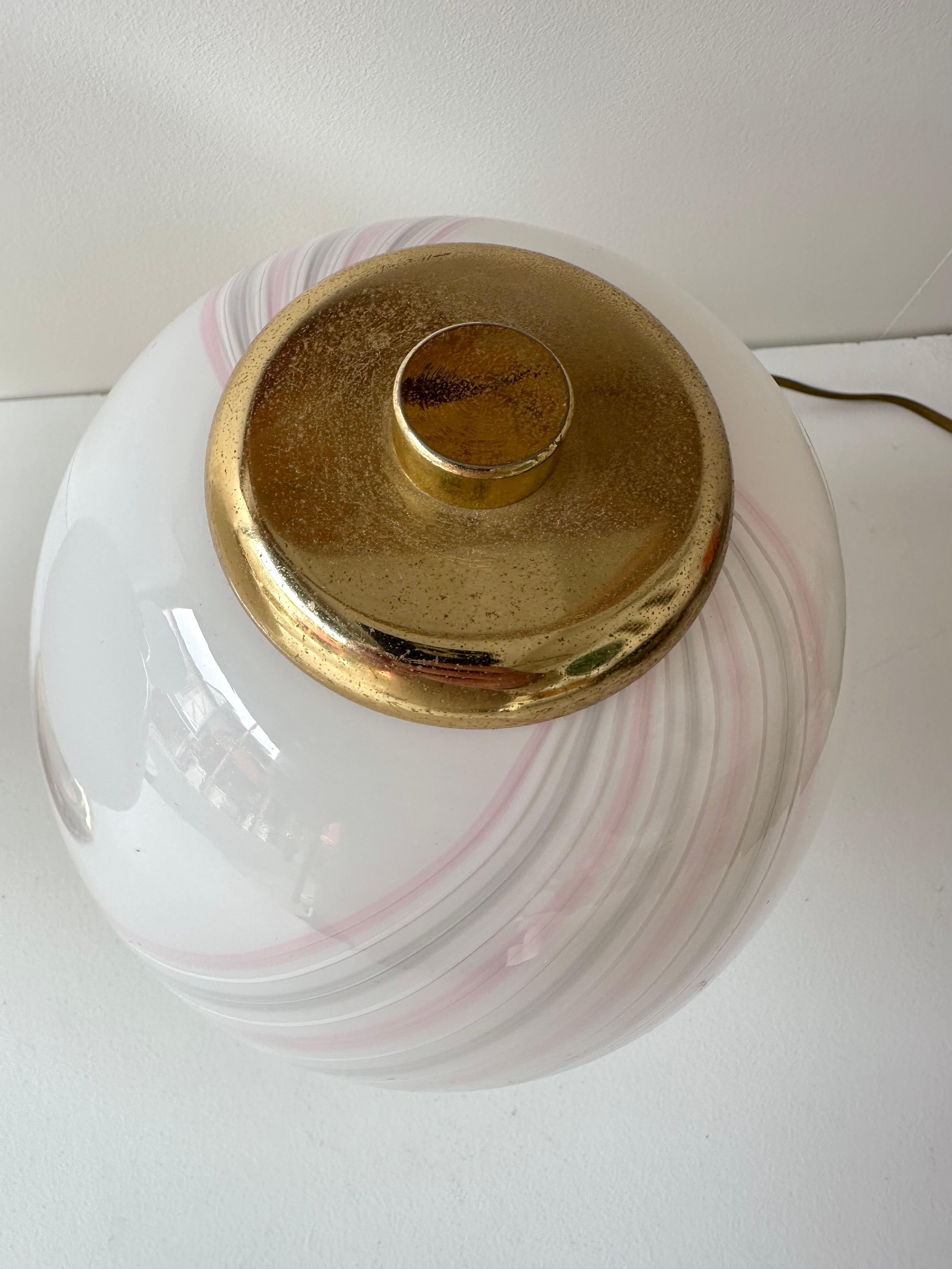 Paire de lampes champignons en laiton et verre de Murano de F. Fabbian, Italie, 1970 en vente 1