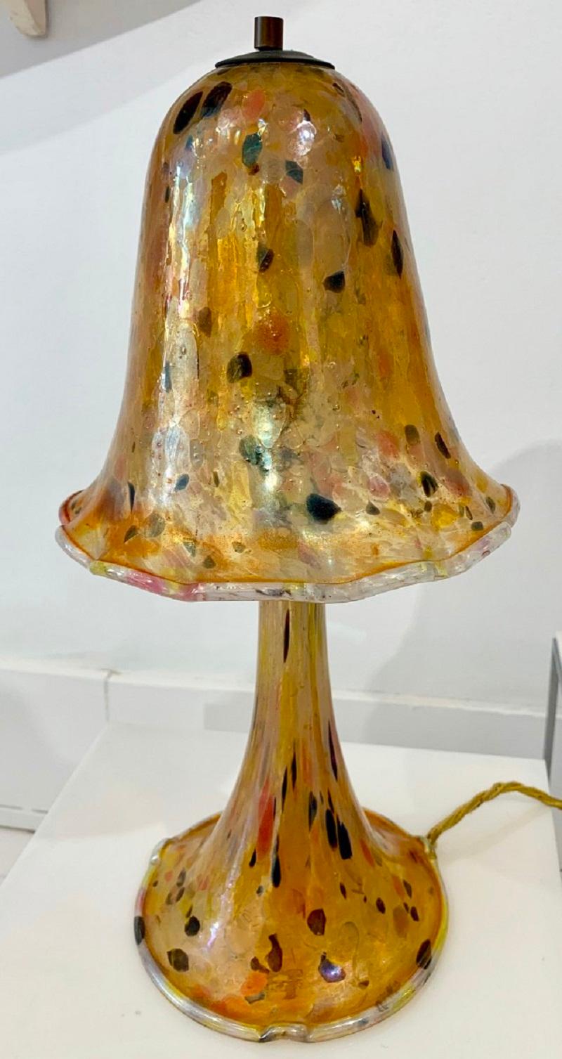 Mid-Century Modern Pair of Mushroom Lamps in Glass Paste