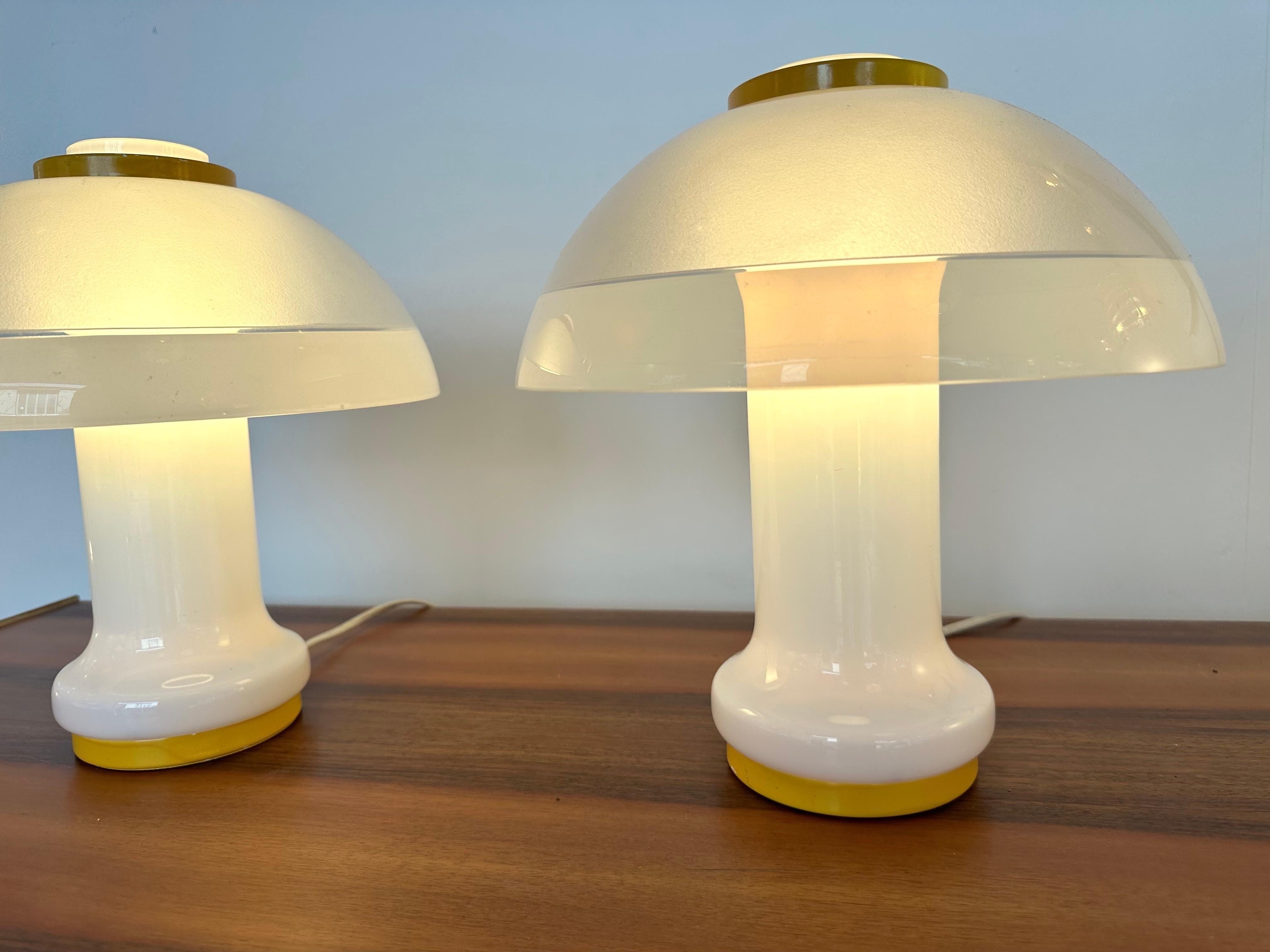 Pair of Mushroom Lamps Murano Glass by F. Fabbian, Italy, 1970s 5