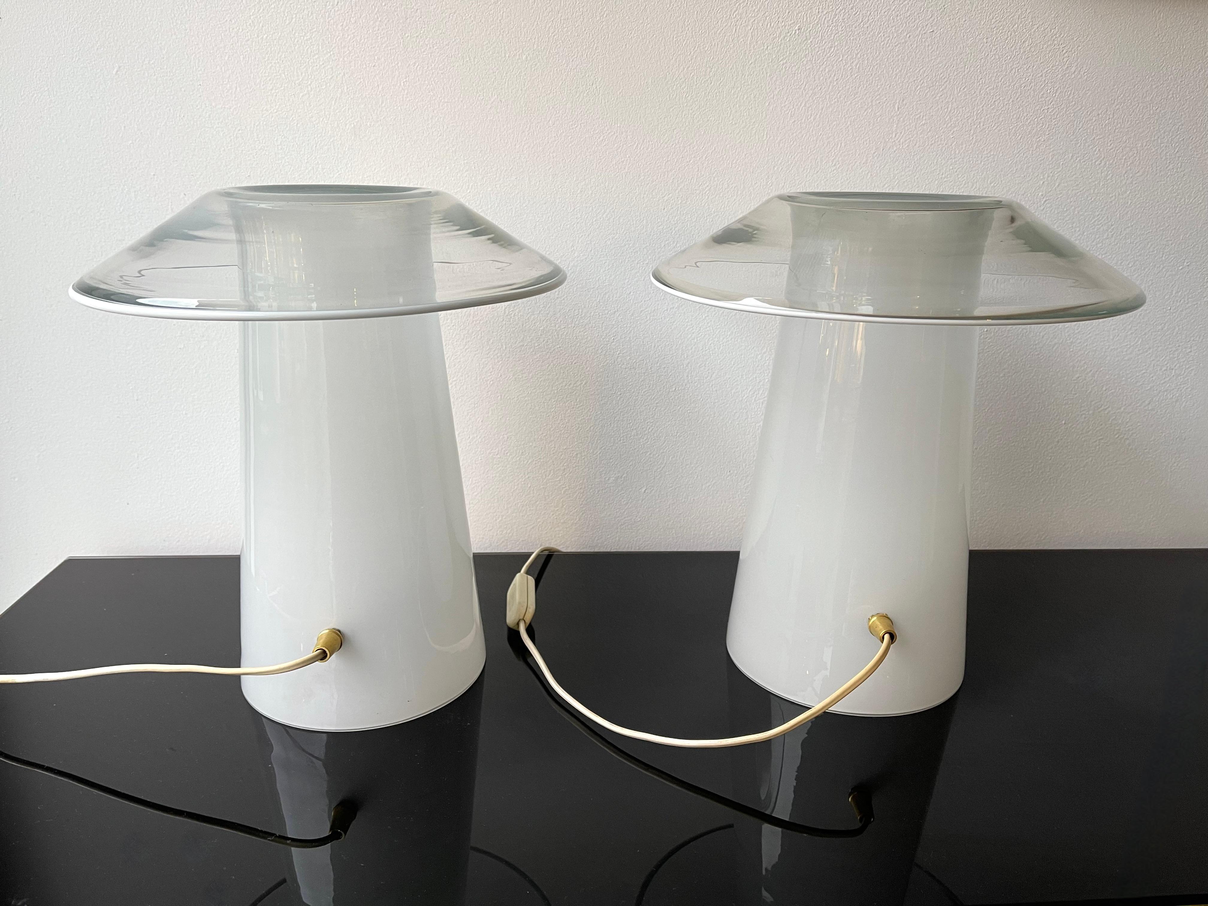 Pair of Mushroom Murano Glass Lamps, Italy, 1970s 4