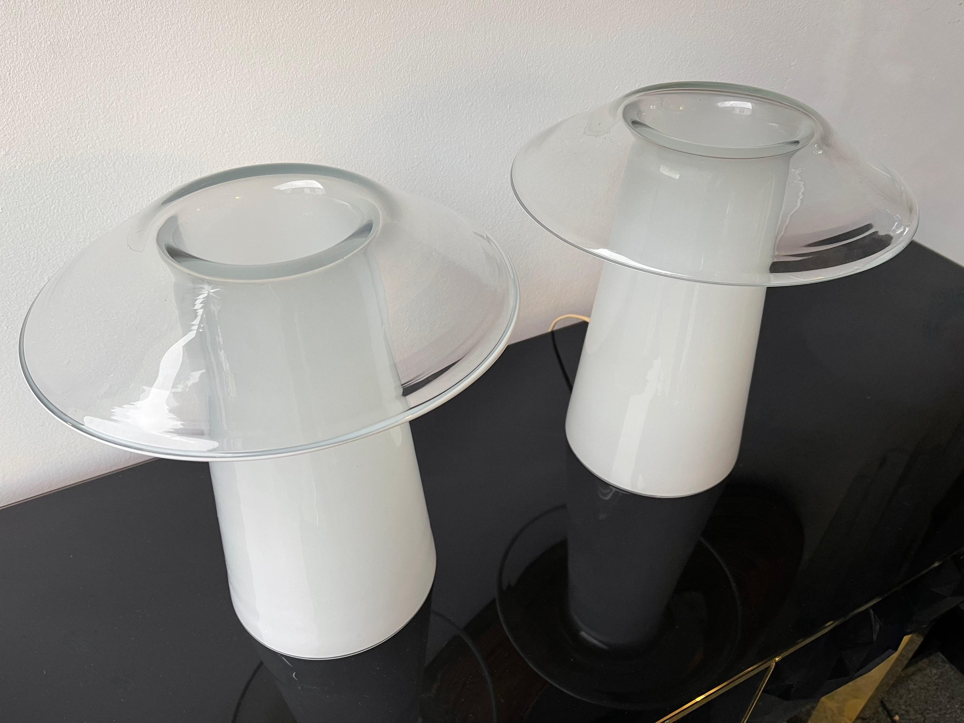 Pair of Mushroom Murano Glass Lamps, Italy, 1970s 1