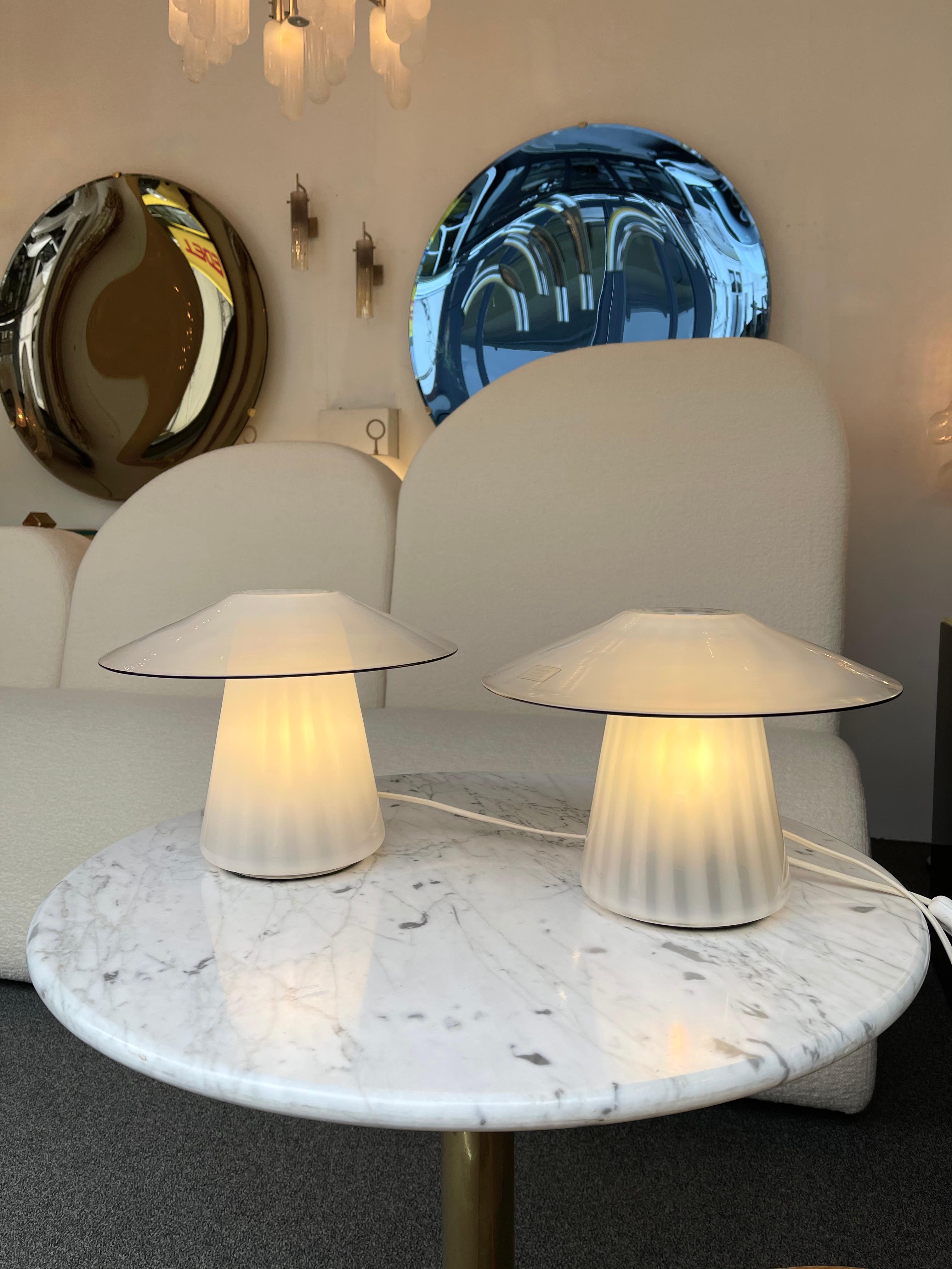 Pair of Mushroom Murano Glass Lamps, Italy, 1970s 2