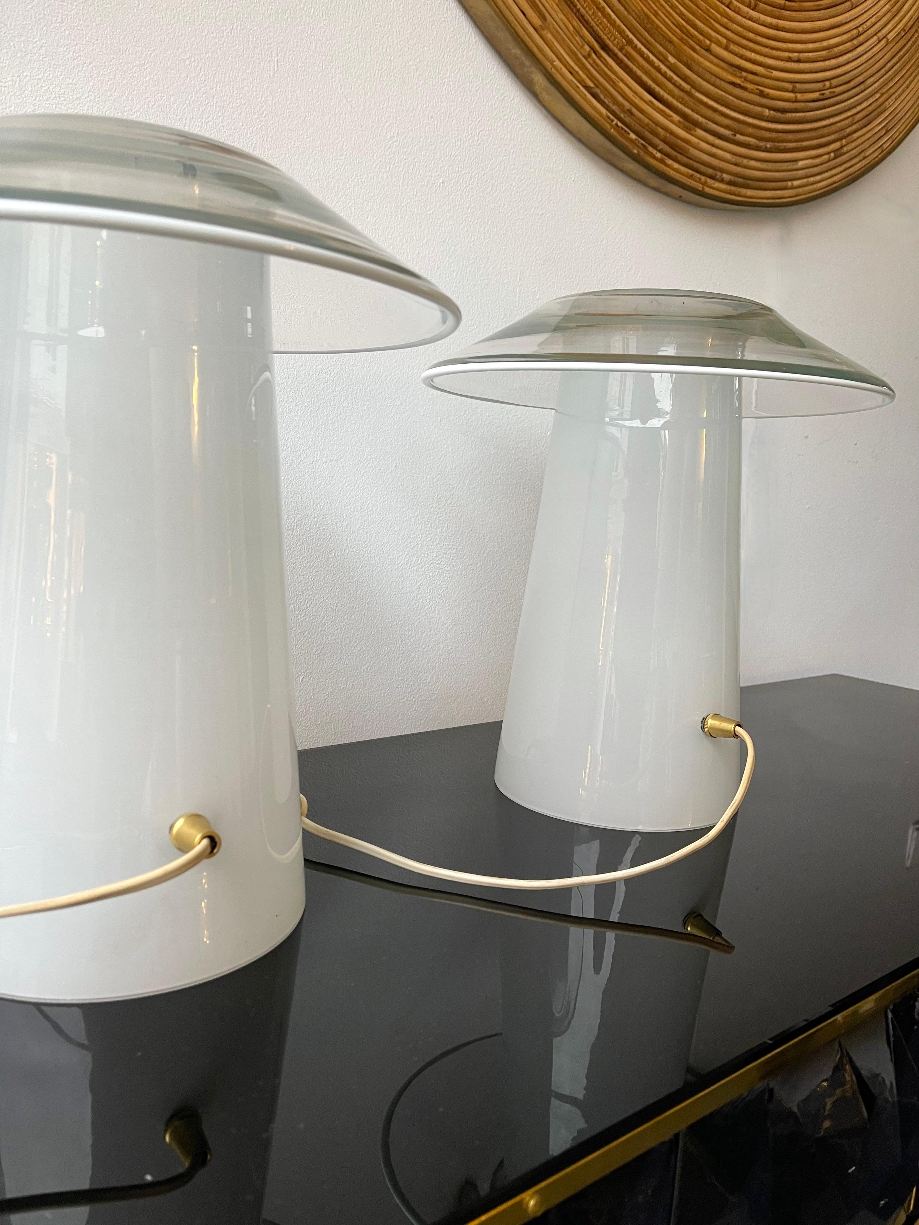 Pair of Mushroom Murano Glass Lamps, Italy, 1970s 2