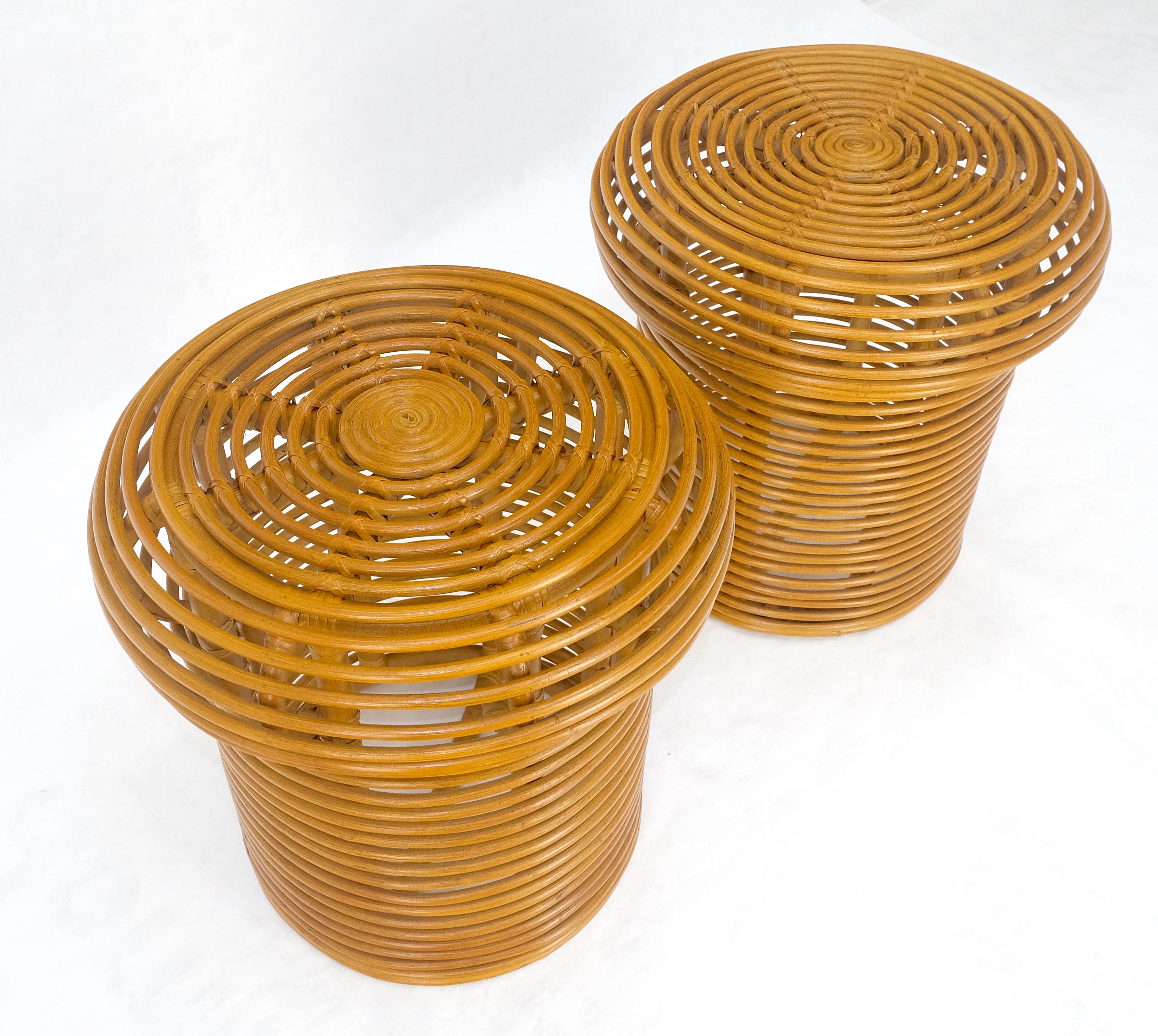 Pair of Mushroom Shape Wicker Side End Tables MINT For Sale 3