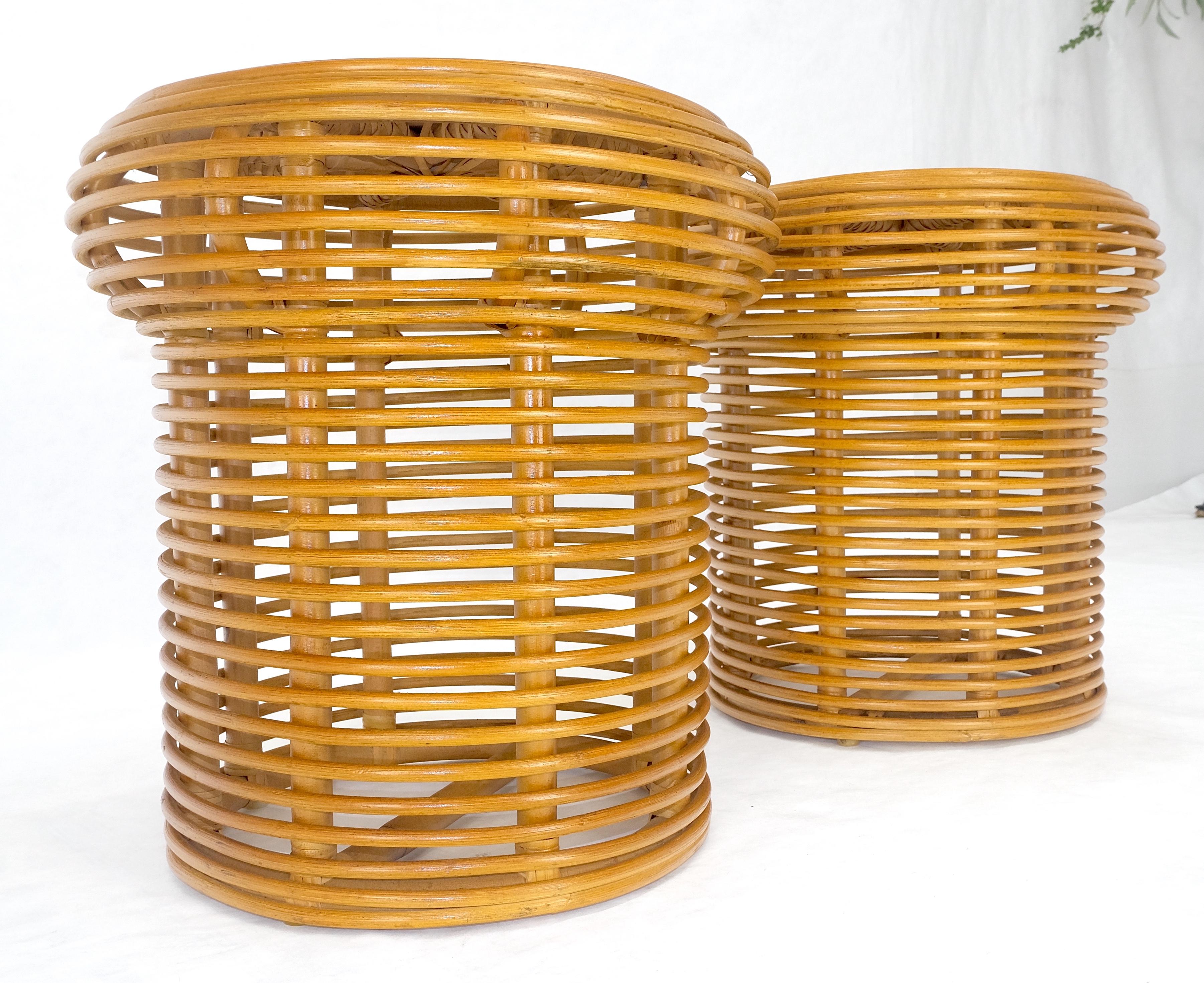 Pair of Mushroom Shape Wicker Side End Tables MINT For Sale 4