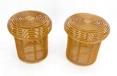 Pair of Mushroom Shape Wicker Side End Tables MINT