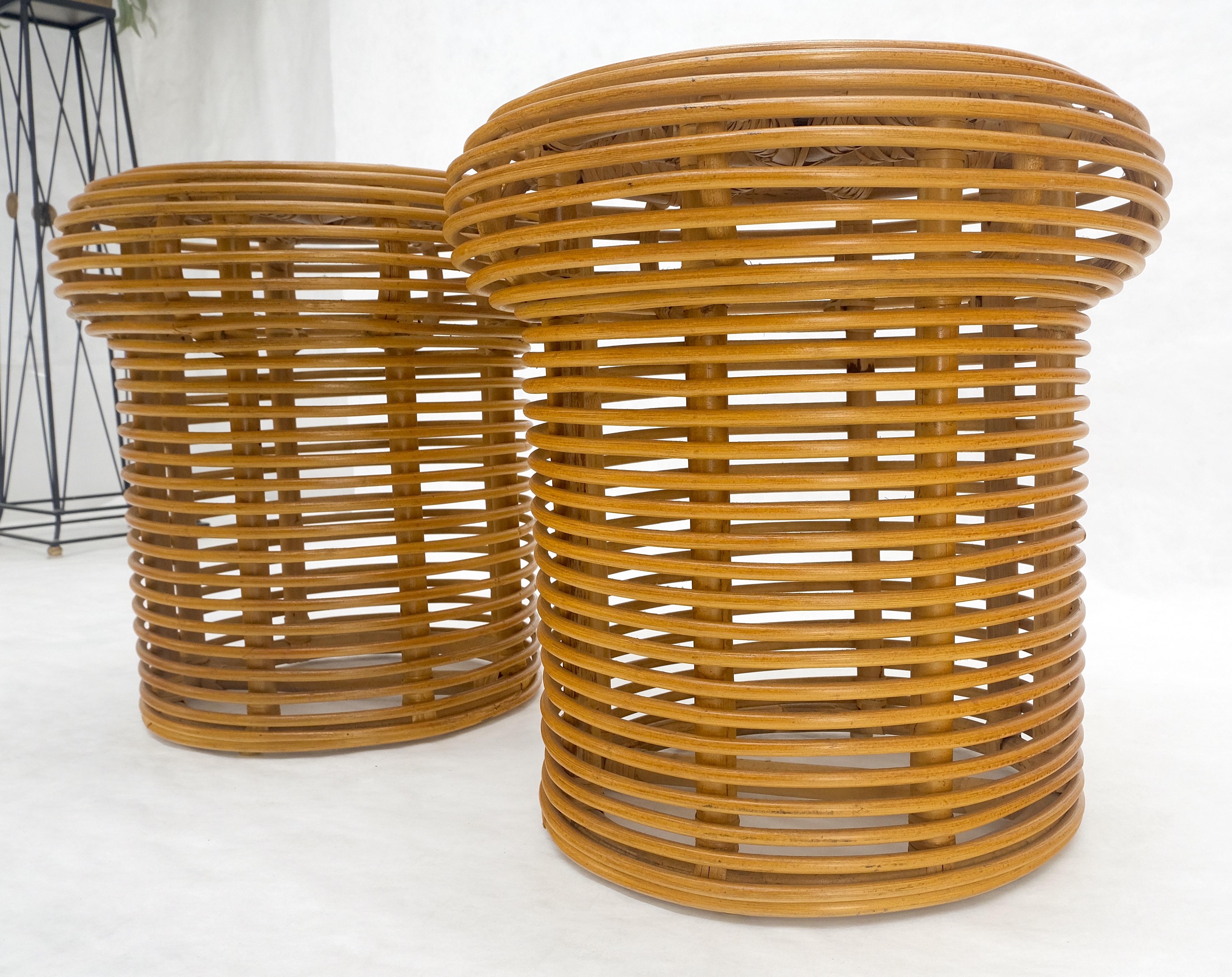 20th Century Pair of Mushroom Shape Wicker Side End Tables MINT For Sale