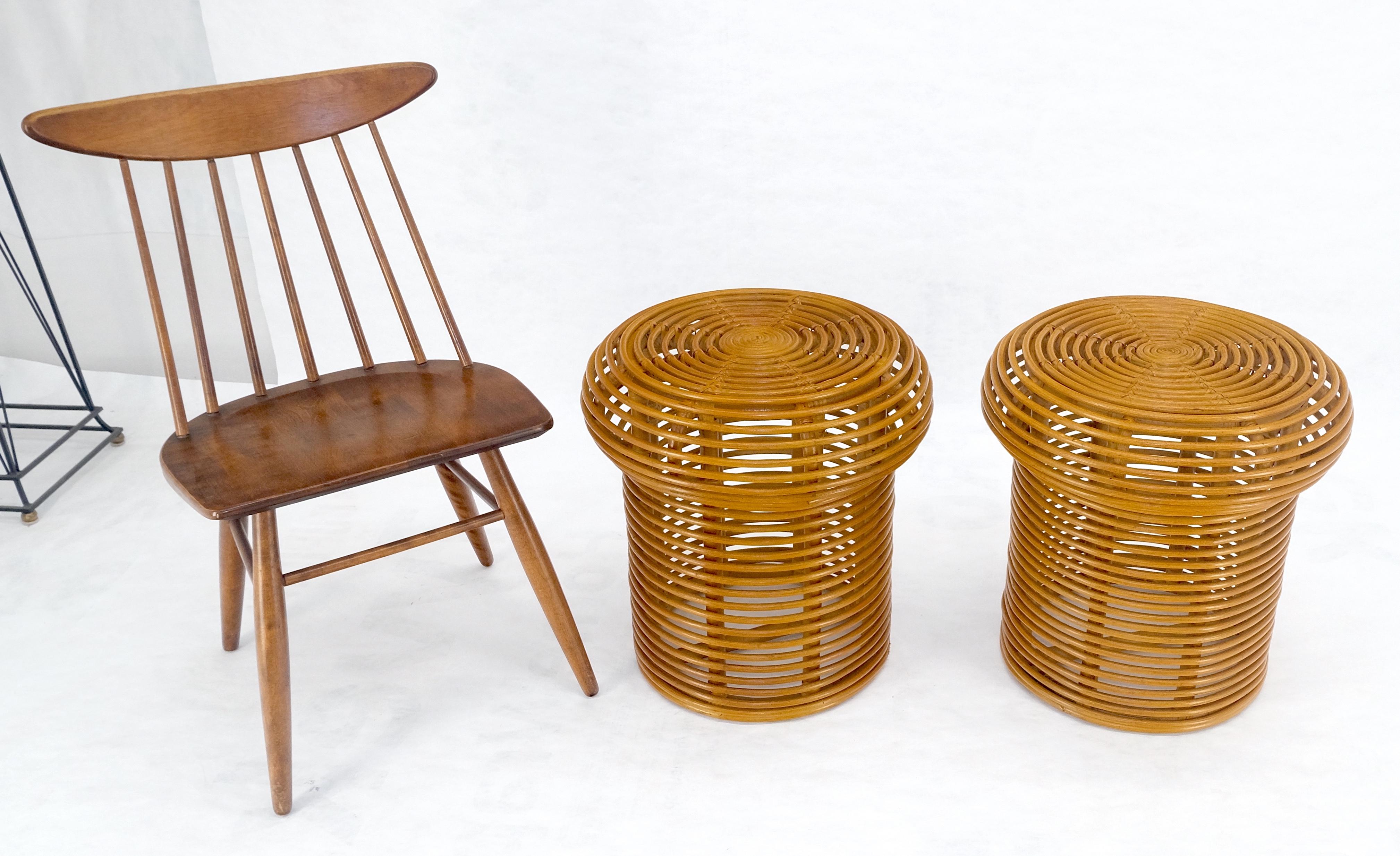 Pair of Mushroom Shape Wicker Side End Tables MINT For Sale 1