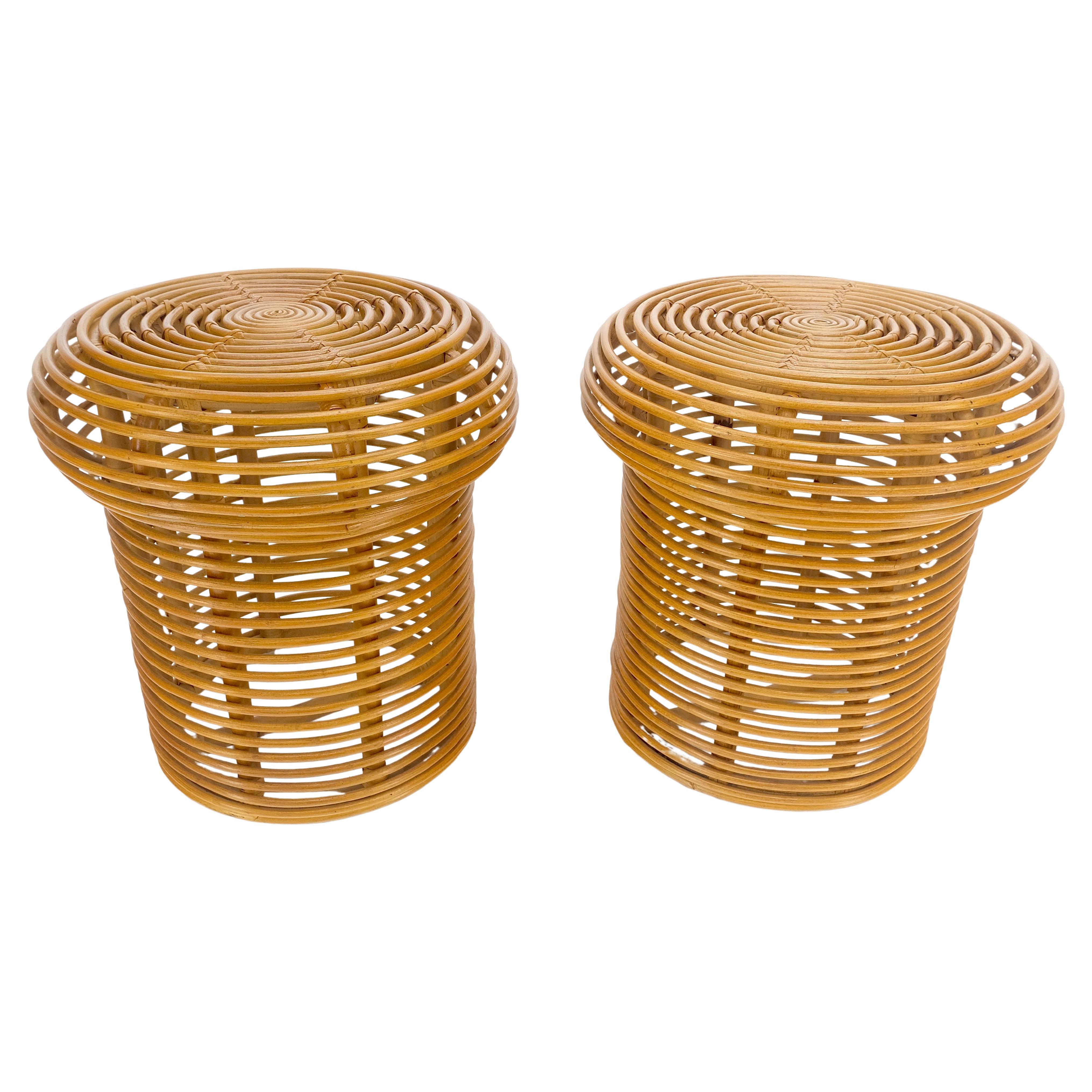 Pair of Mushroom Shape Wicker Side End Tables MINT