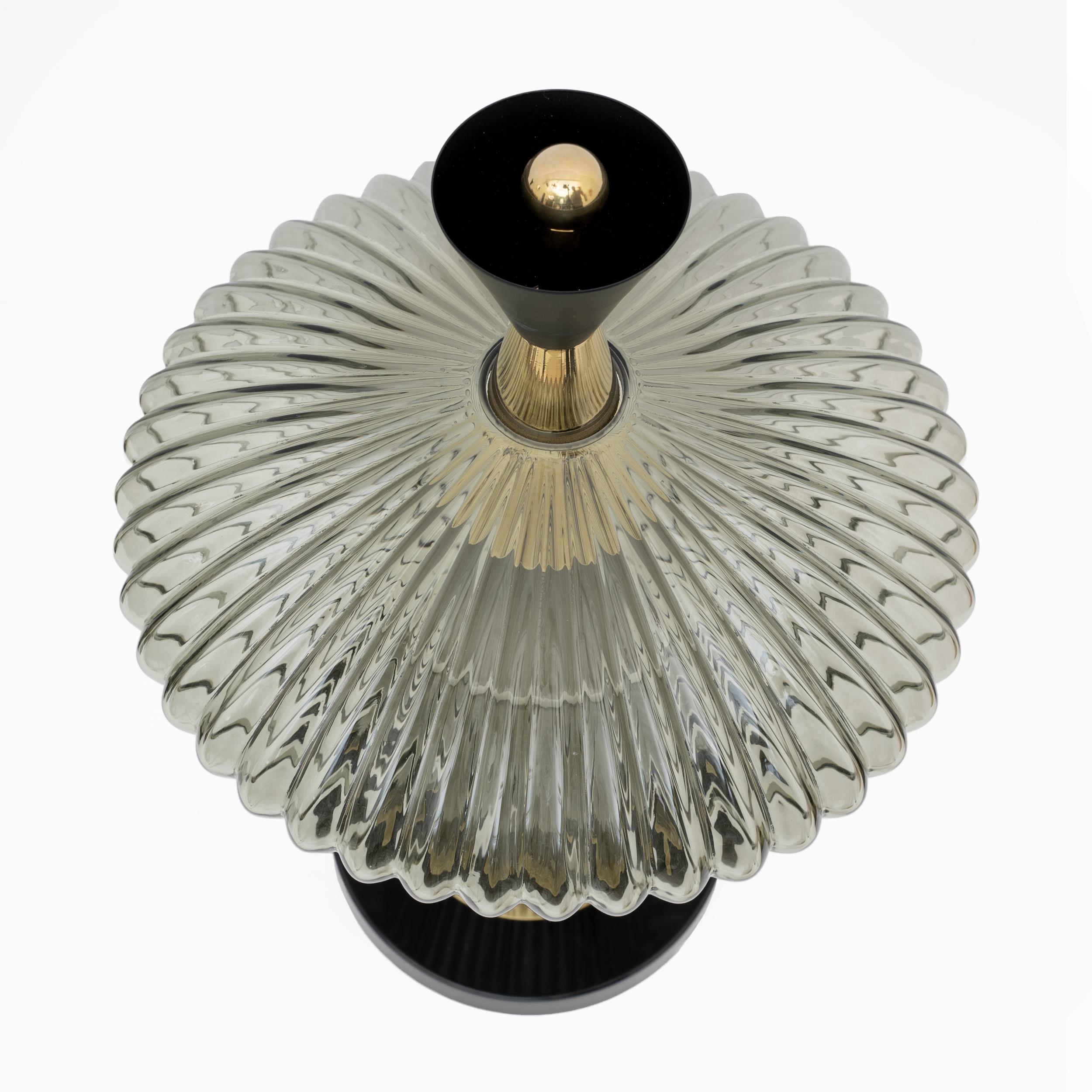 Pareja de Lámparas de Mesa en forma de Seta de Cristal de Murano y Latón Estilo Feng Shui en venta 1