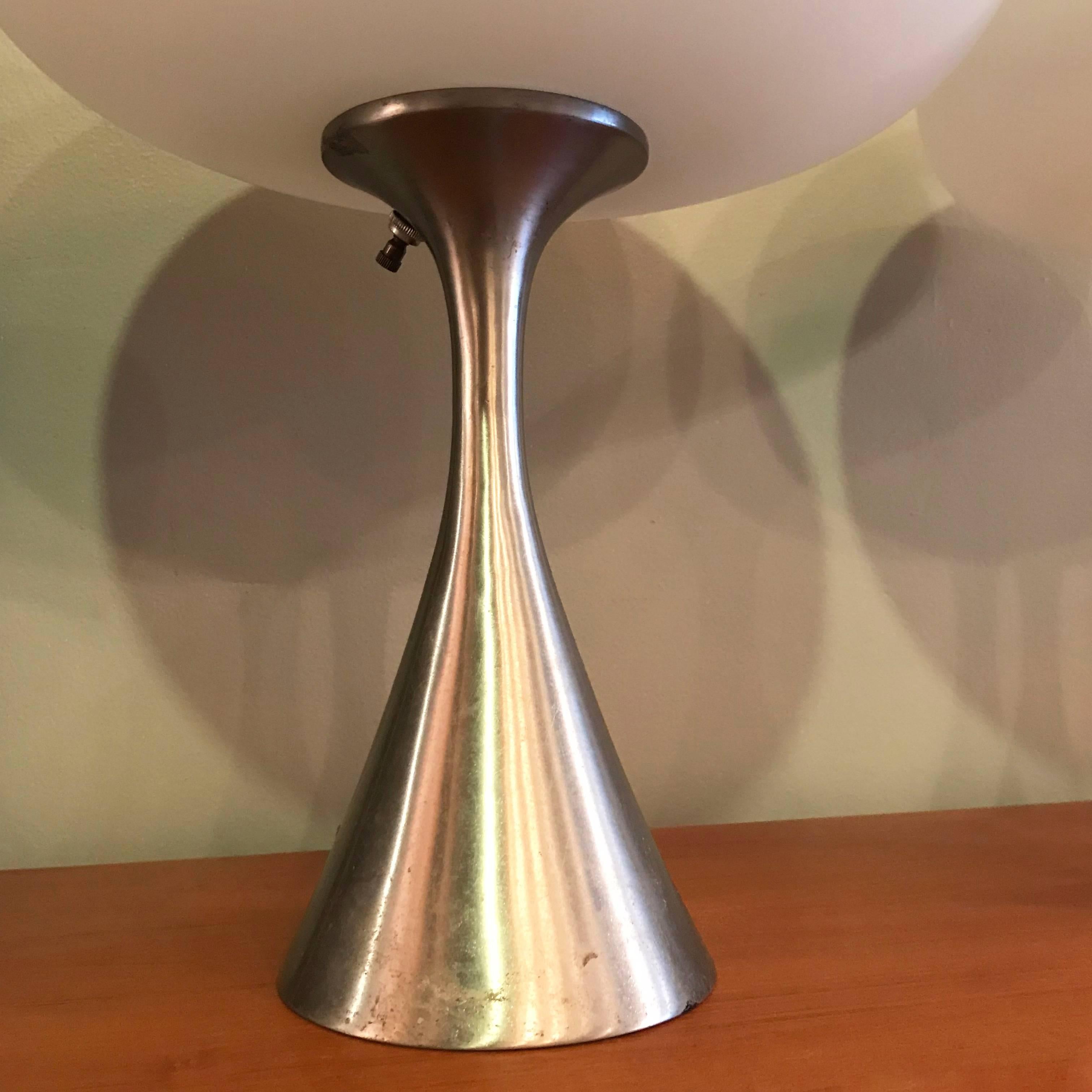 Brushed Pair of Mushroom Table Lamps by Bill Curry for Laurel