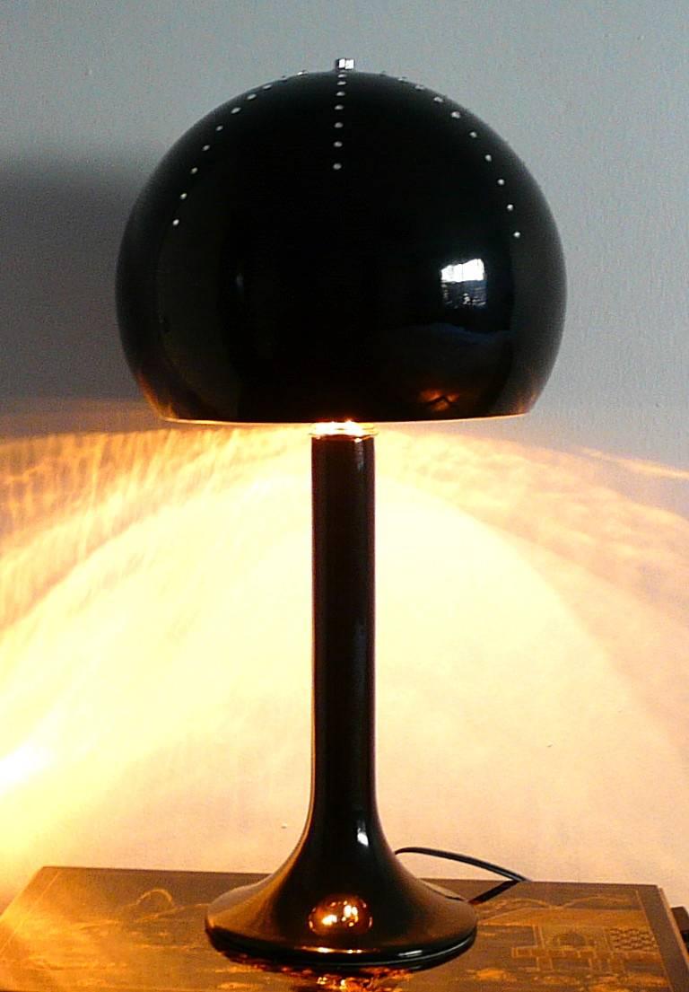 Pair of Italian ceramic table lamps with Swarovski crystals, glossy black finish outside and gold finish inside the shade / Designed by Fabio Bergomi for Fabio Ltd circa 1990’s / Made in Italy
2 lights / E26 or E27 type / max 60W each 
Height: 27