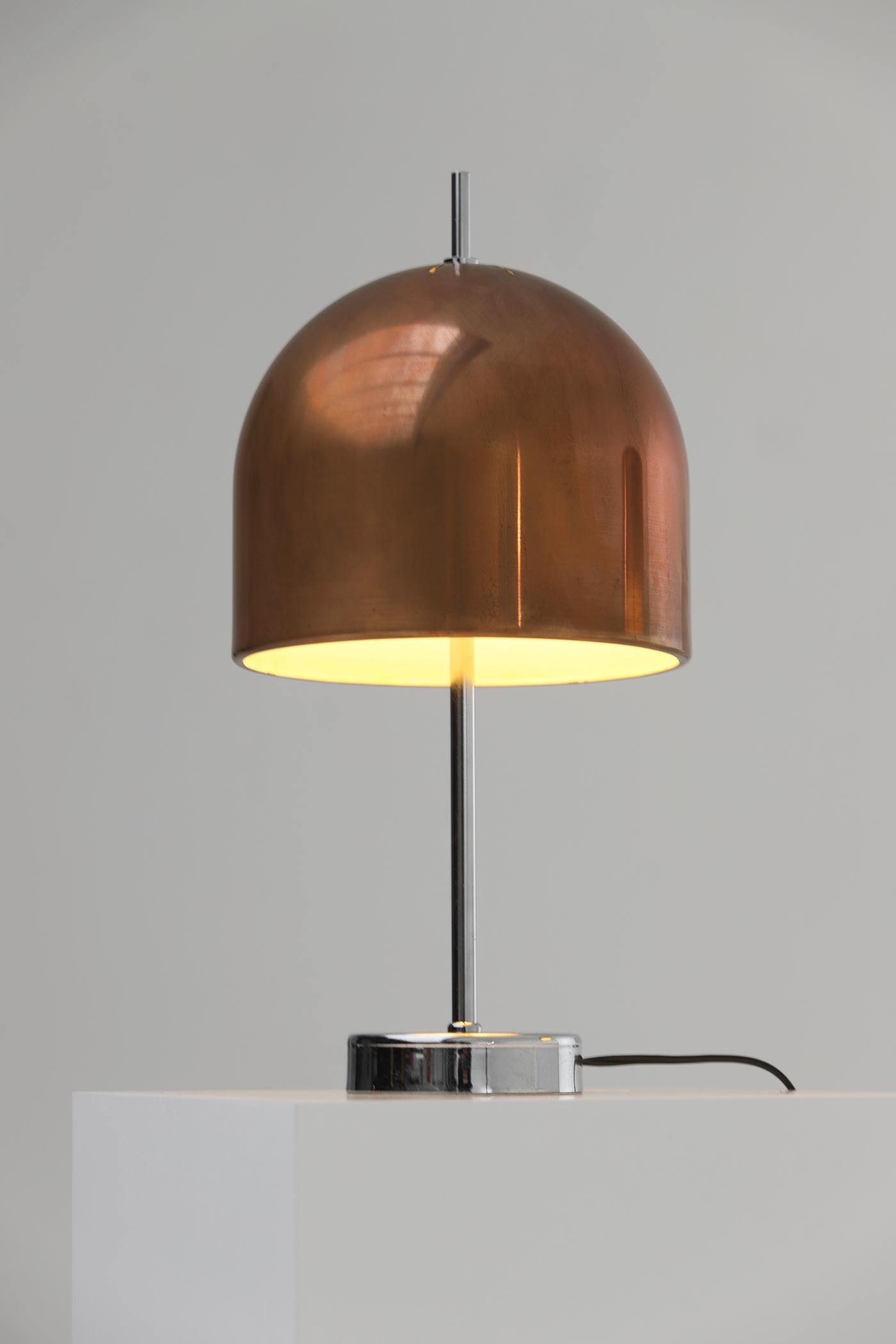 Pair of mushroom table lamps in copper and chrome 1970s For Sale 3