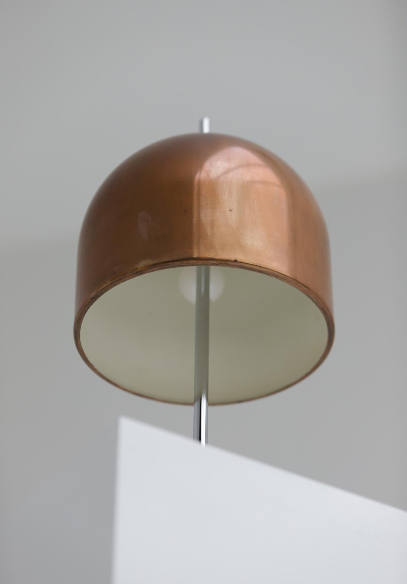 Pair of mushroom table lamps in copper and chrome 1970s For Sale 5