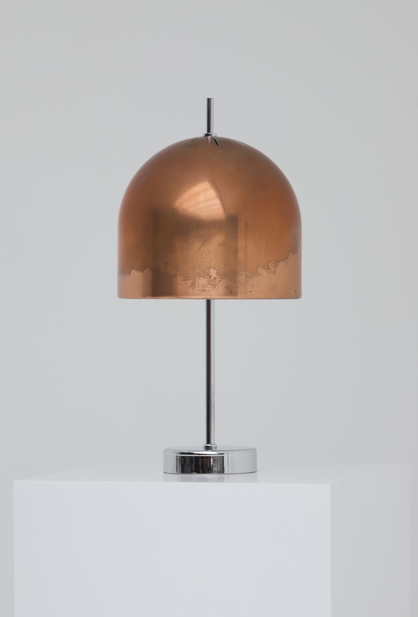 Pair of mushroom table lamps in copper and chrome 1970s For Sale 6
