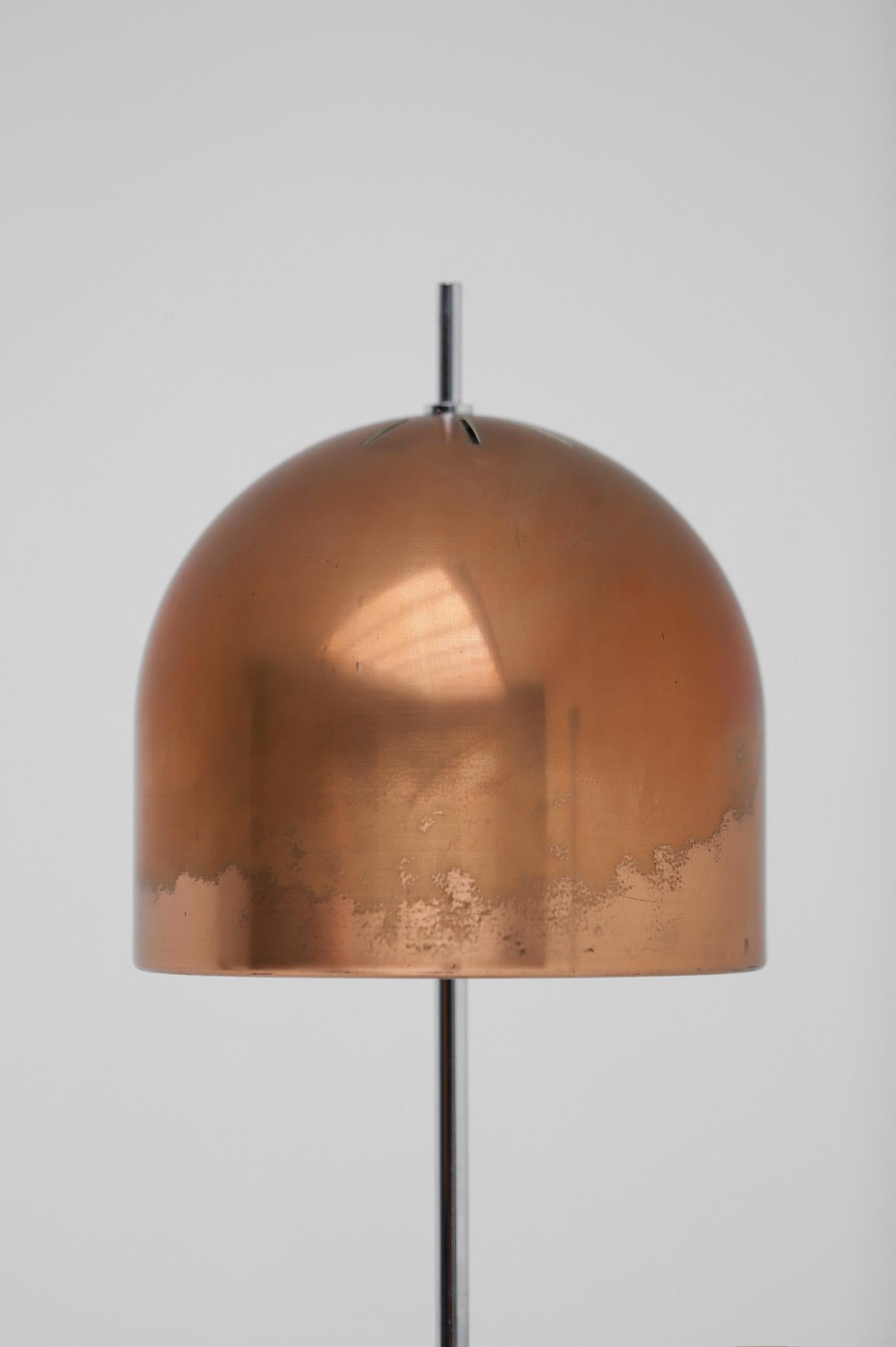 Pair of mushroom table lamps in copper and chrome 1970s For Sale 7