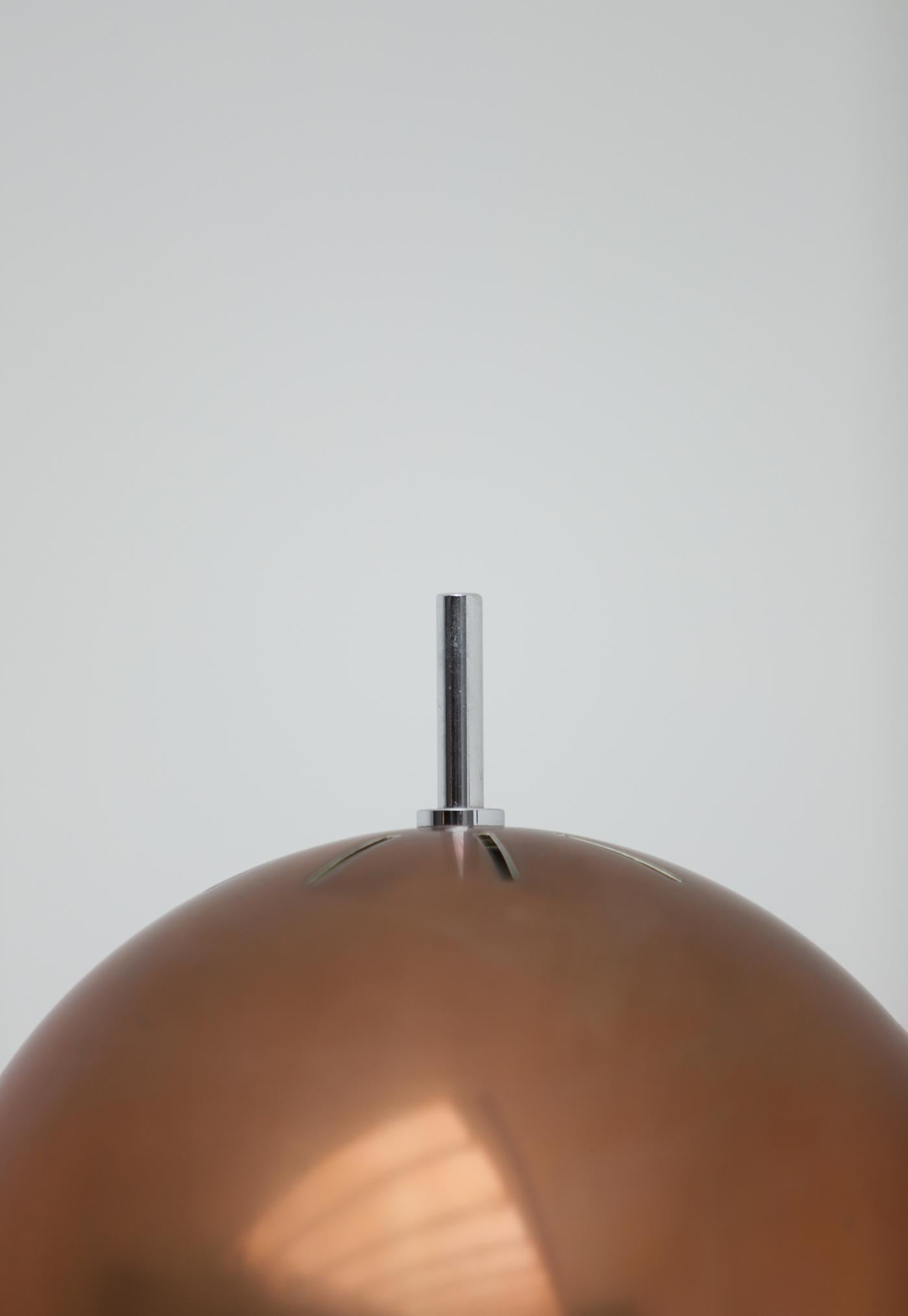 Pair of mushroom table lamps in copper and chrome 1970s For Sale 8