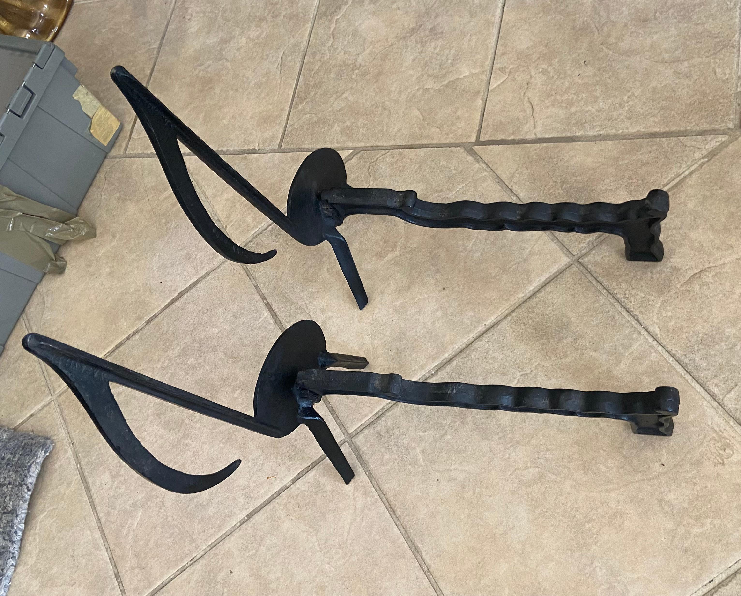 Pair of Music Note Fireplace Andirons For Sale 5