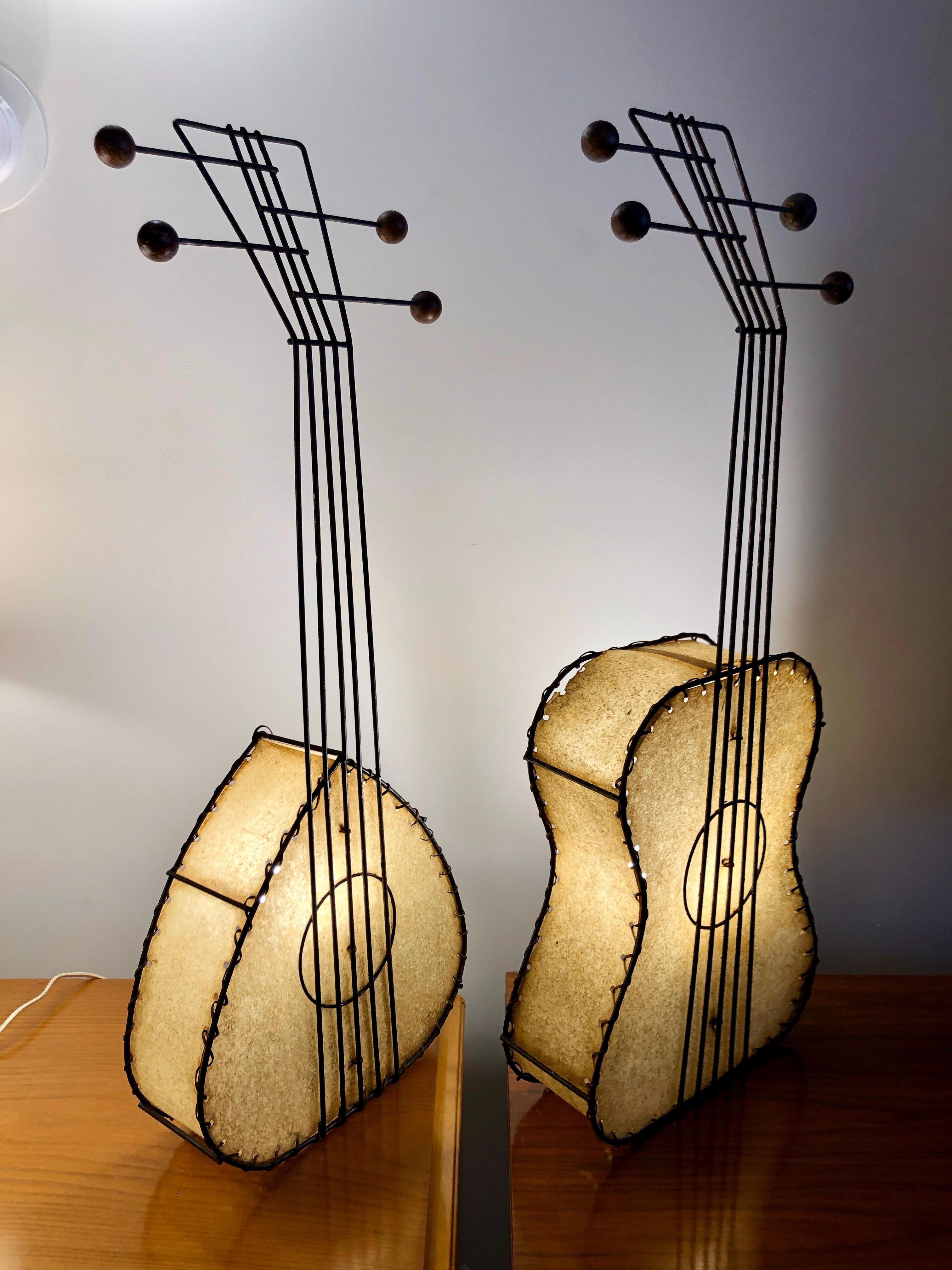 Pair of Musical Instrument Lamps by Frederick Weinberg In Good Condition For Sale In Brooklyn, NY