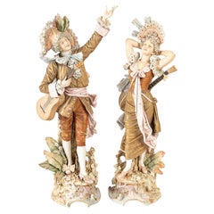 Pair of Musicians in Copenhagen Porcelain, Royal Dux