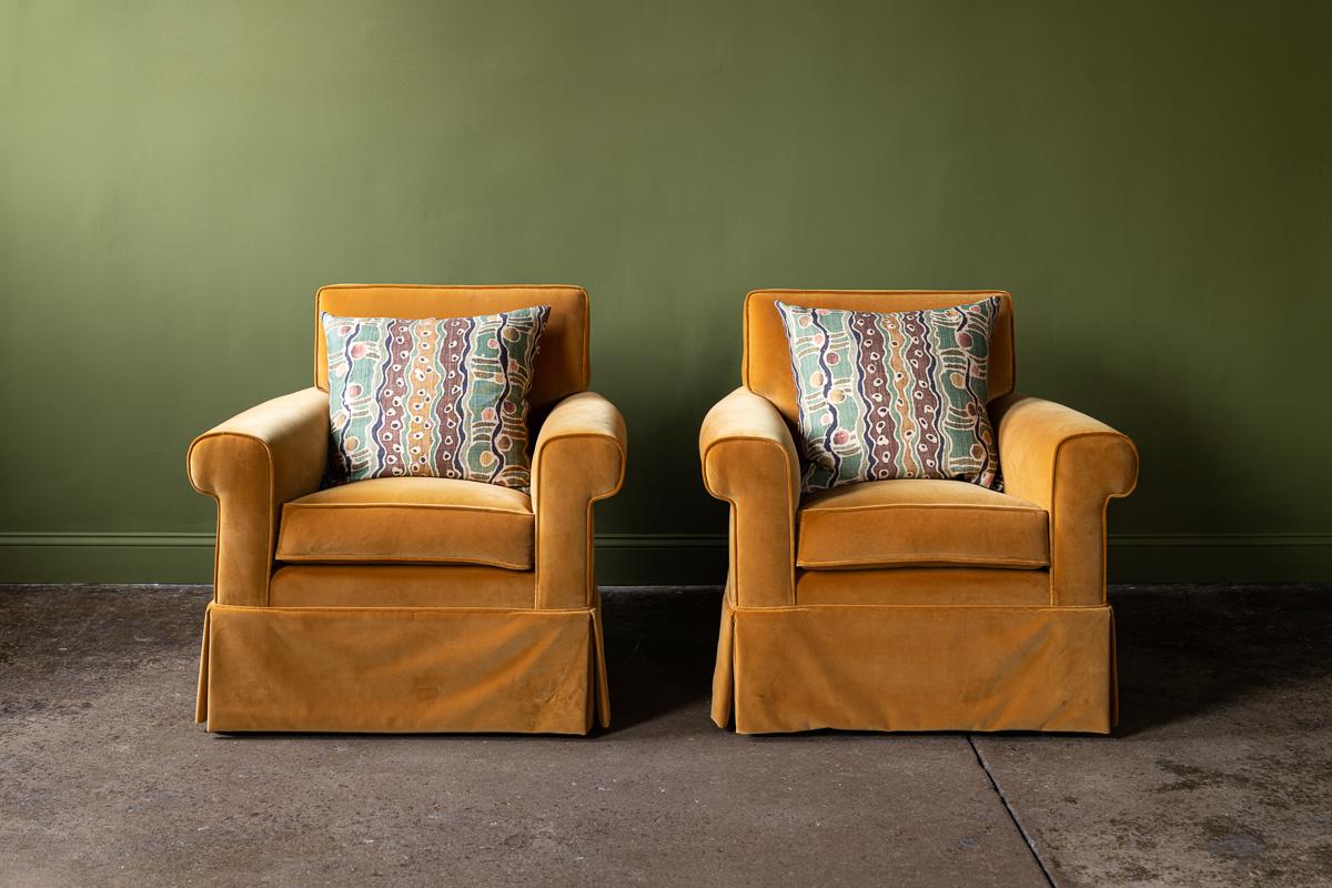 American Pair of Mustard Velvet Chairs