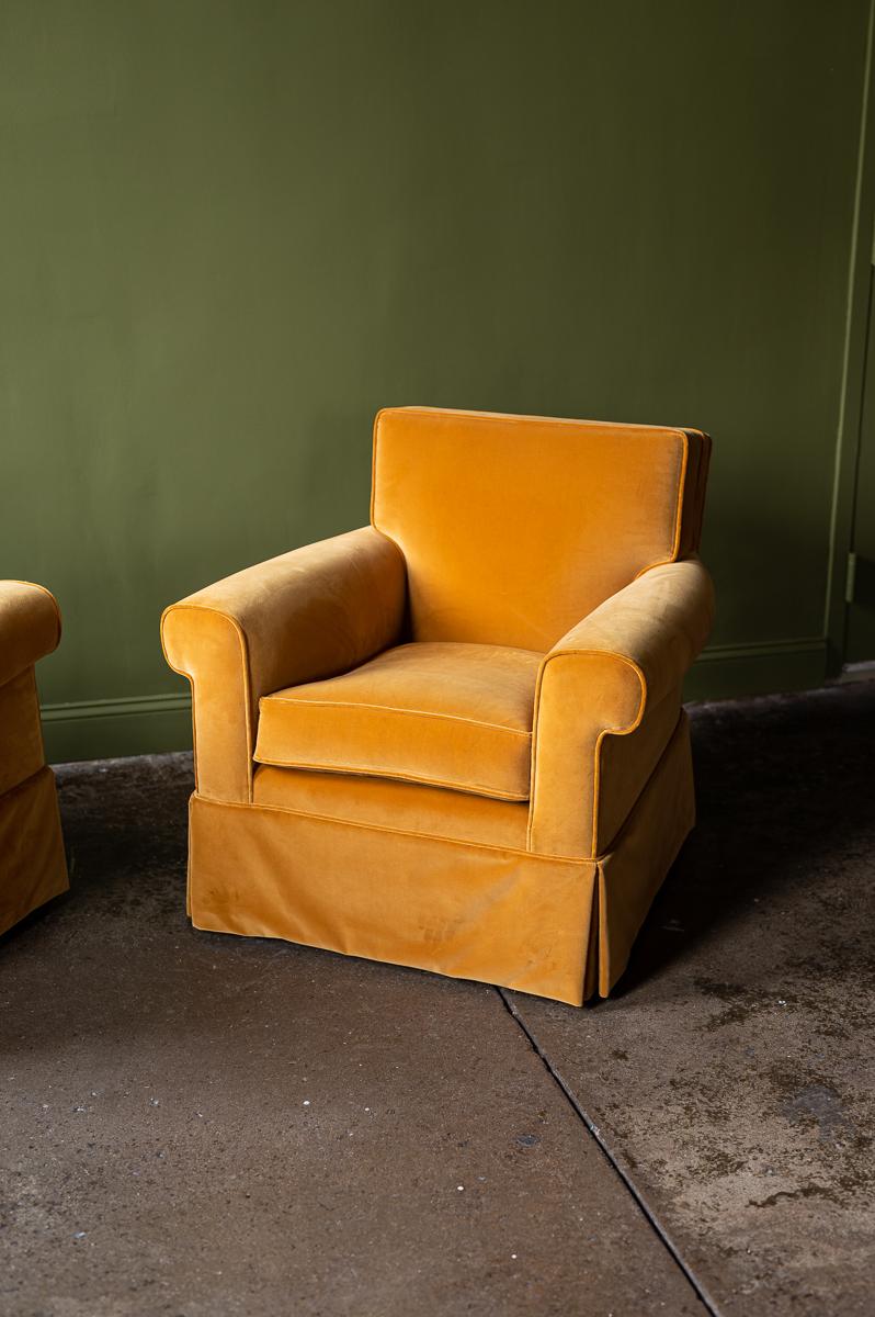 20th Century Pair of Mustard Velvet Chairs