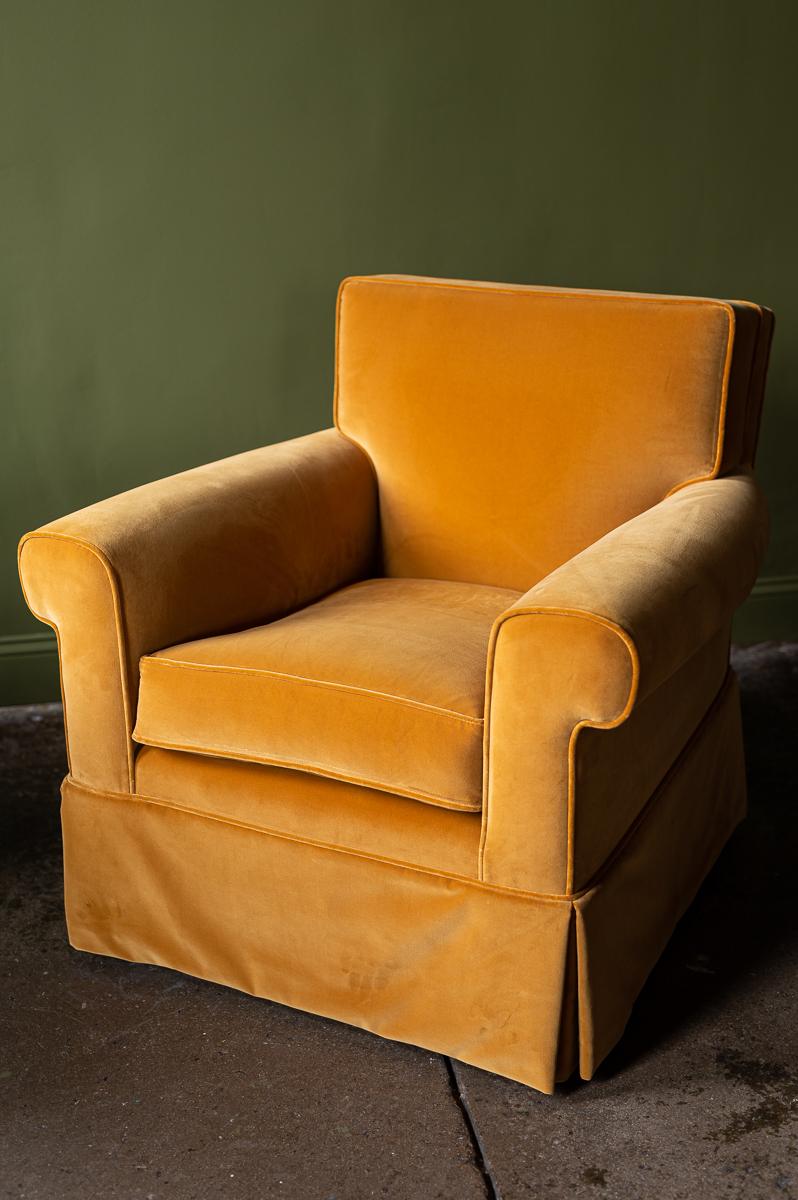 Pair of Mustard Velvet Chairs 1