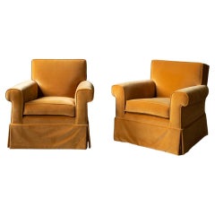 Vintage Pair of Mustard Velvet Chairs