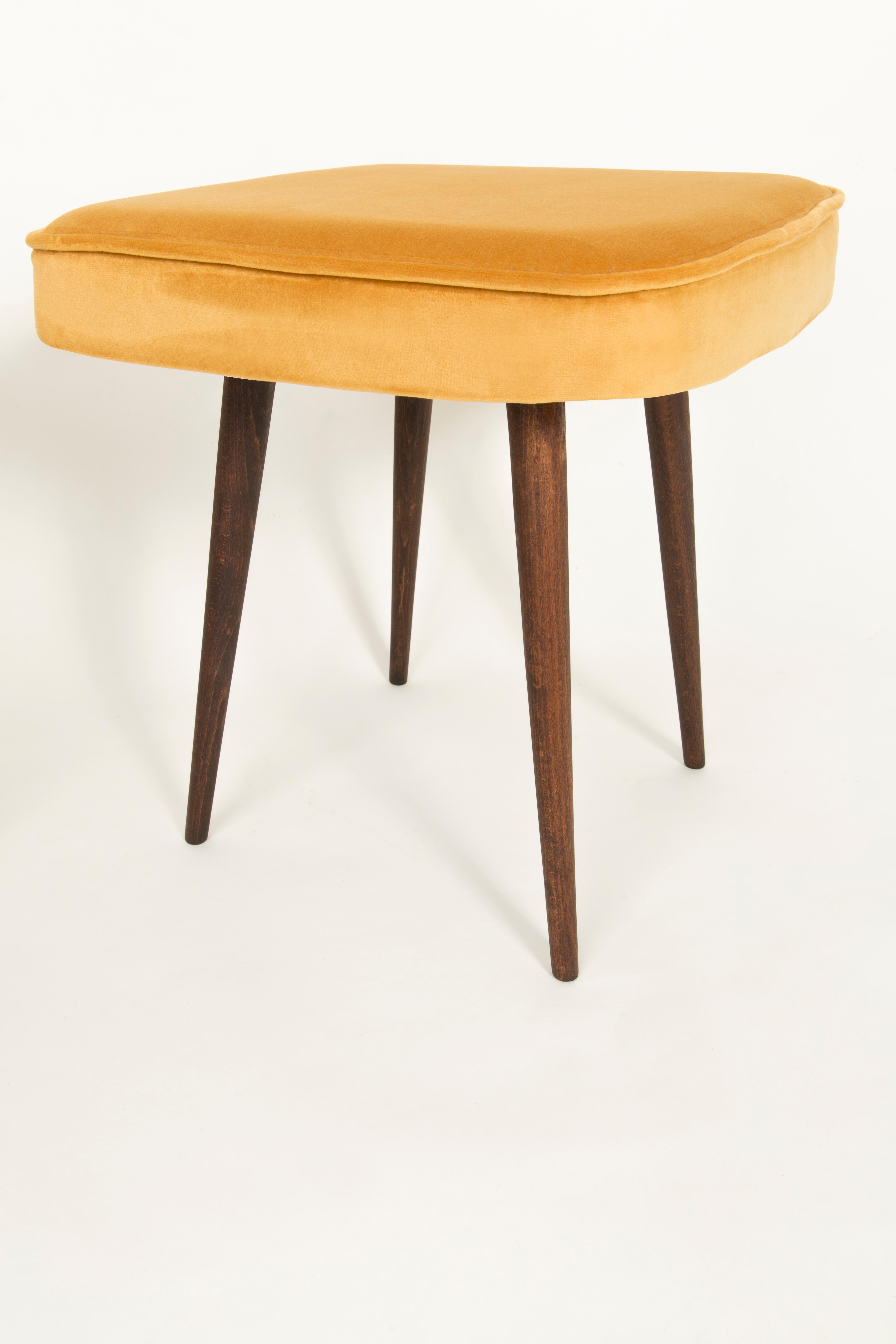 Hand-Crafted Pair of Mustard Yellow Stools, 1960s For Sale