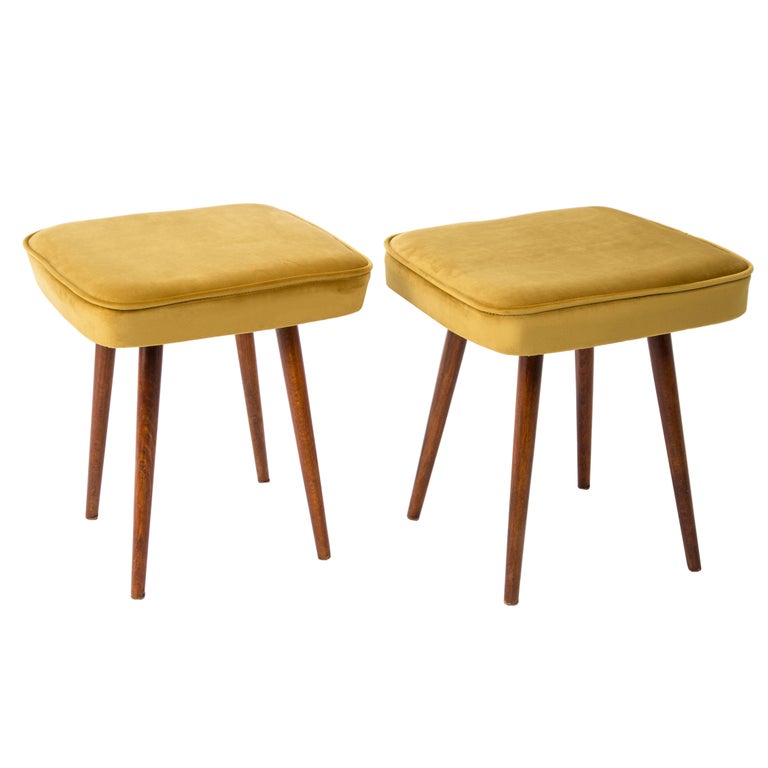 Pair of Mustard Yellow Stools, 1960s at 1stDibs