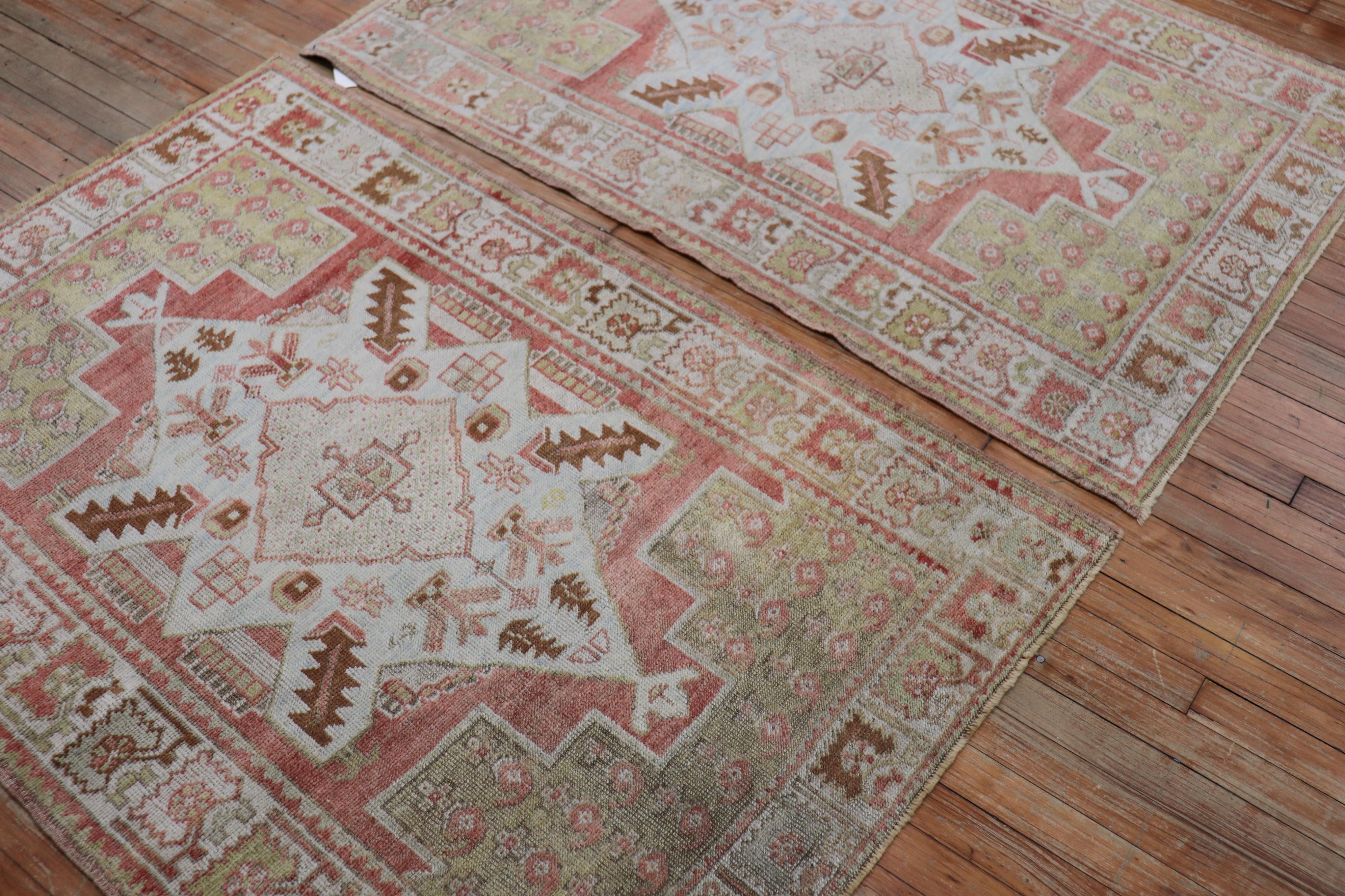 Pair of Muted Vintage Turkish Oushak Rugs For Sale 6