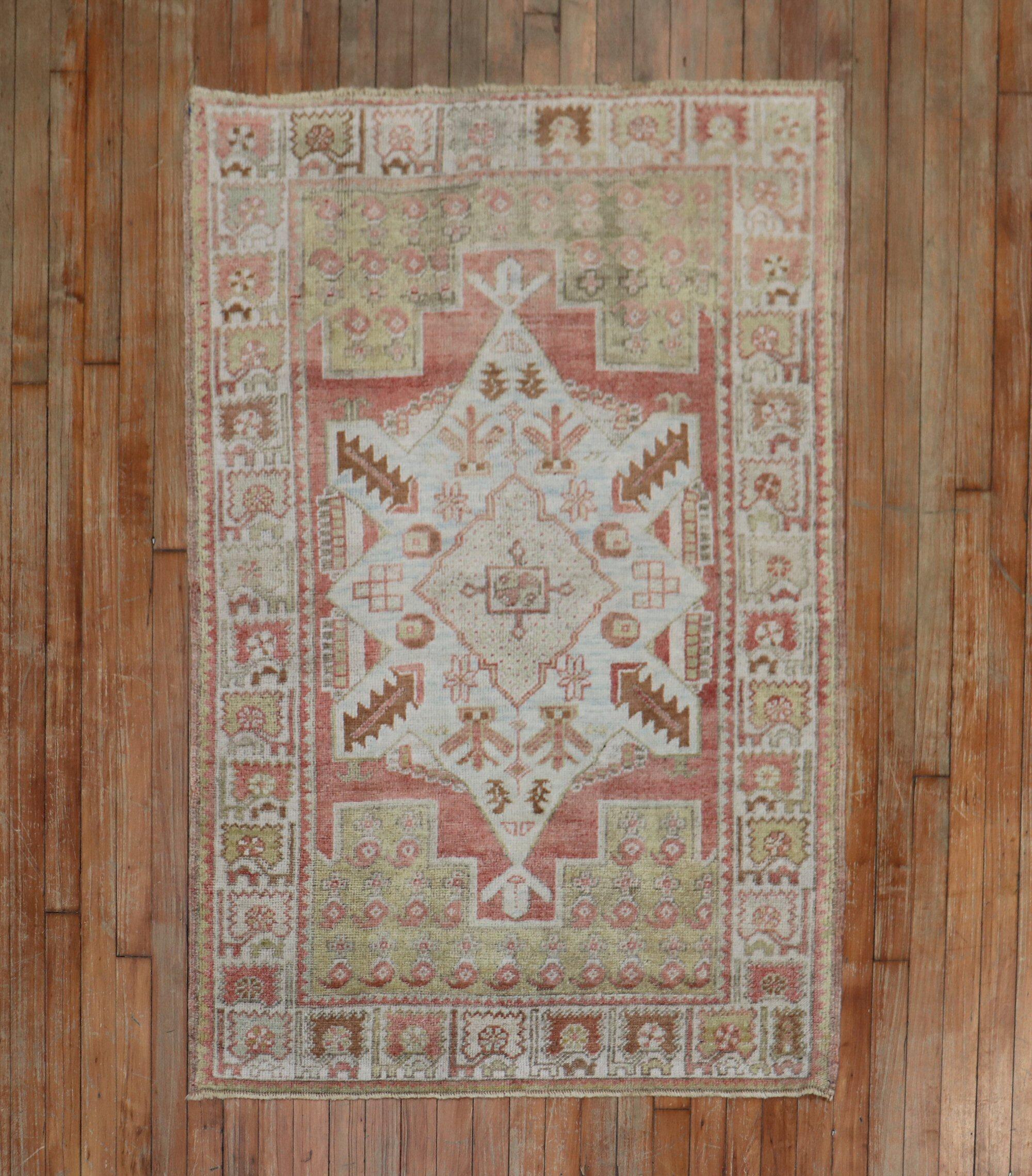 Pair of Muted Vintage Turkish Oushak Rugs For Sale 1